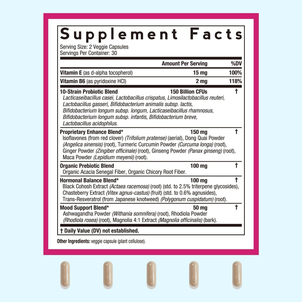 Doctor's Recipes Menopause Probiotic Supplements for Women, Black Cohosh for Menopause Hot Flashes, Probiotics with Ashwagandha, Dong Quai, Supports Energy, 60 Capsules Doctor's RecipesBuy Supplements Australia