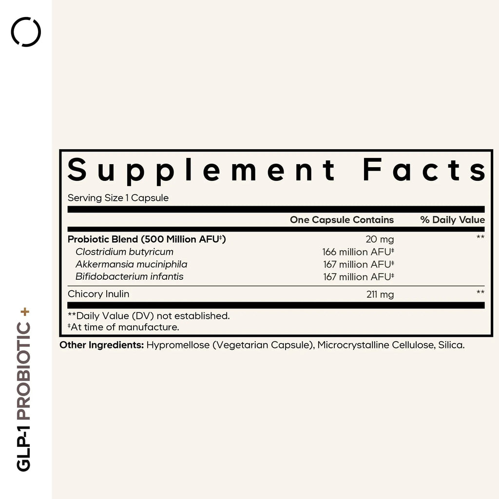 Codeage GLP-1 Probiotic+ - Live Probiotics Akkermansia, Clostridium, Bifidobacterium, Chicory Inulin Probiotic, Prebiotics & Postbiotics Supplement - 500 Million AFU, 3-Month Supply - 90 Capsules CodeageBuy Supplements Australia