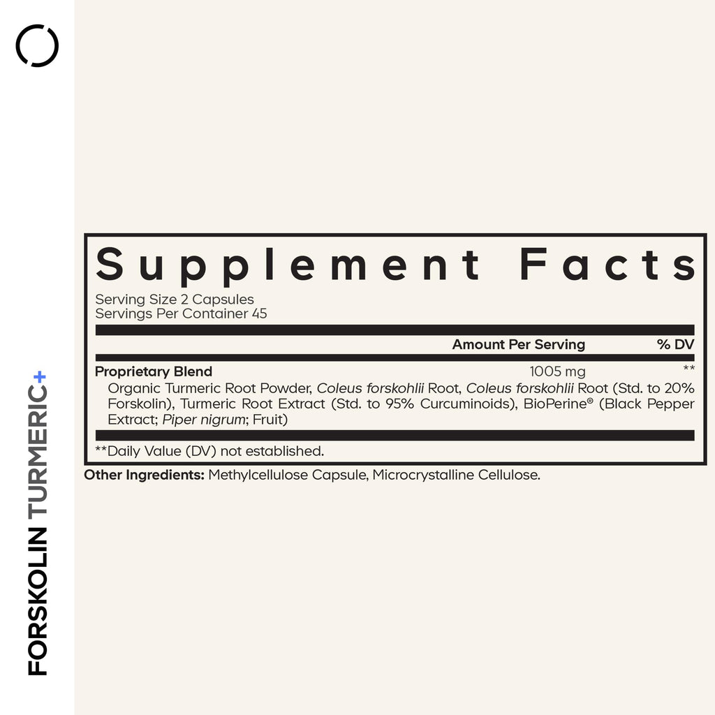 Codeage Forskolin, Pure Forskolin Coleus + Organic Turmeric Root Powder, 95% Curcuminoids + Bioperine Black Pepper - 20% Standardized Coleus Forskohlii Supplement - Non-GMO - 90 Capsules CodeageBuy Supplements Australia
