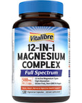 Vitalibre 12-IN-1 Magnesium Complex supplement bottle on a white background