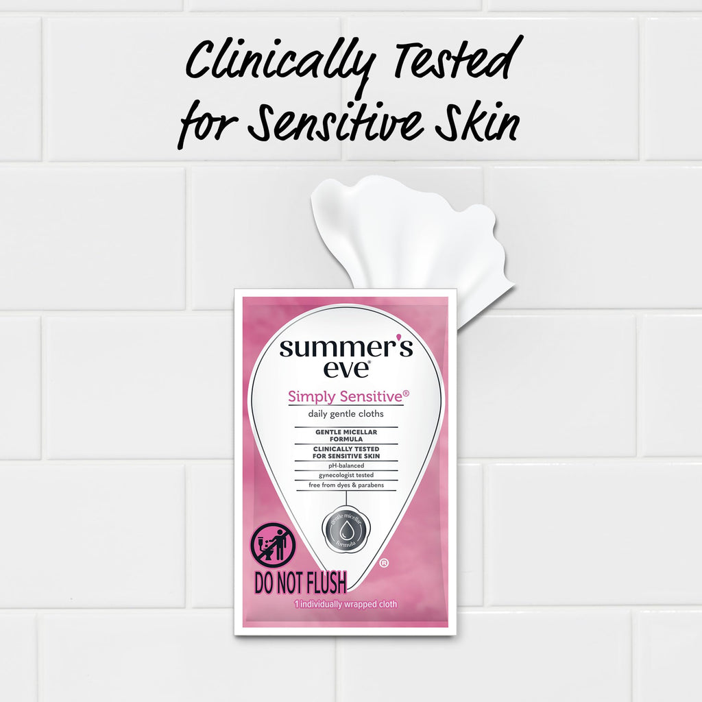 Summer's Eve Feminine Wipes, Simply Sensitive, 5 Count Trial & Travel Size, 24 Pack Summer's EveBuy Supplements Australia