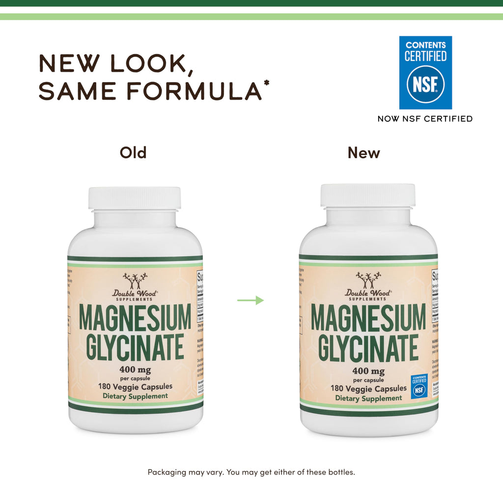 Magnesium Glycinate 400mg | 180 Capsules | Sleep, Muscle, & Heart Support | Vegan, Third Party Tested, Gluten Free, Non-GMO, by Double Wood Supplements Double Wood Supplements buy supplements Au