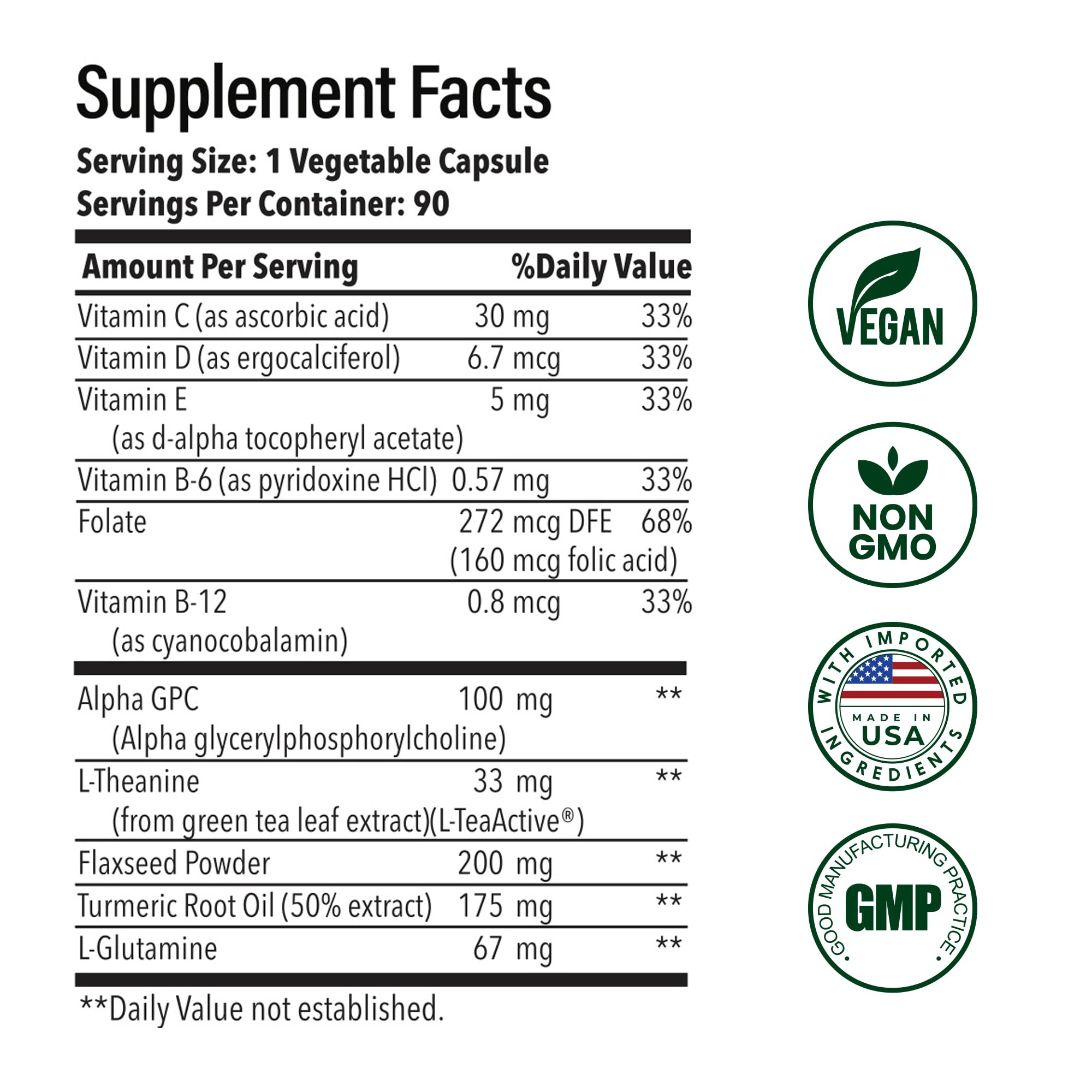 Advanced Brain Health Supplement with Alpha GPC, L-Theanine, L-Glutamine for Memory and Focus - 90 Capsules NutrifyMDBuy Supplements Australia