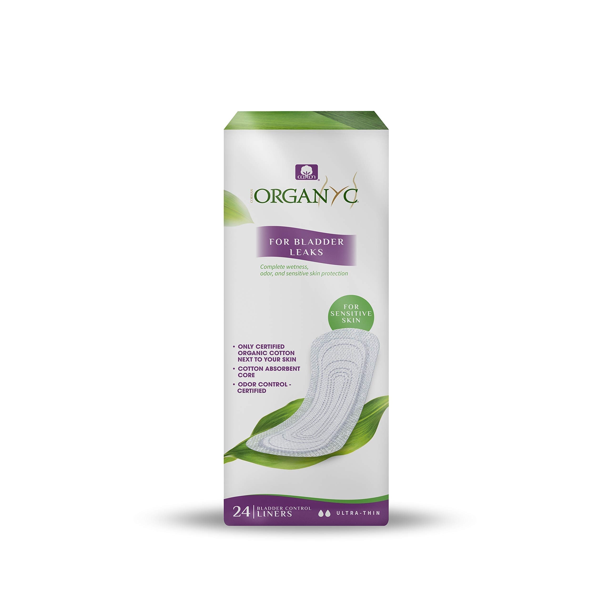 Organyc 100% Organic Cotton Light Incontinence Liners for Bladder Leakage Control