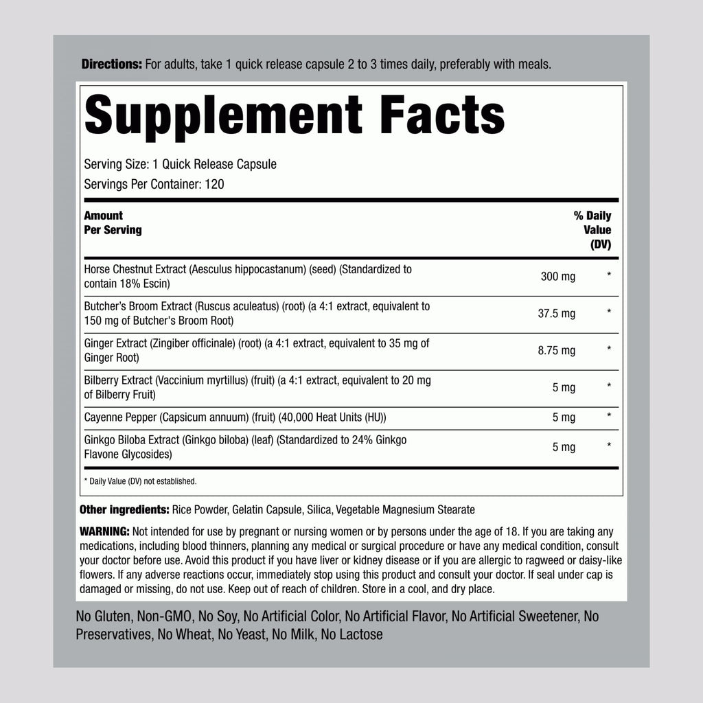 Piping Rock Circulation Supplement | 120 Capsules | Double Strength Complex | Non-GMO, Gluten Free Piping RockBuy Supplements Australia