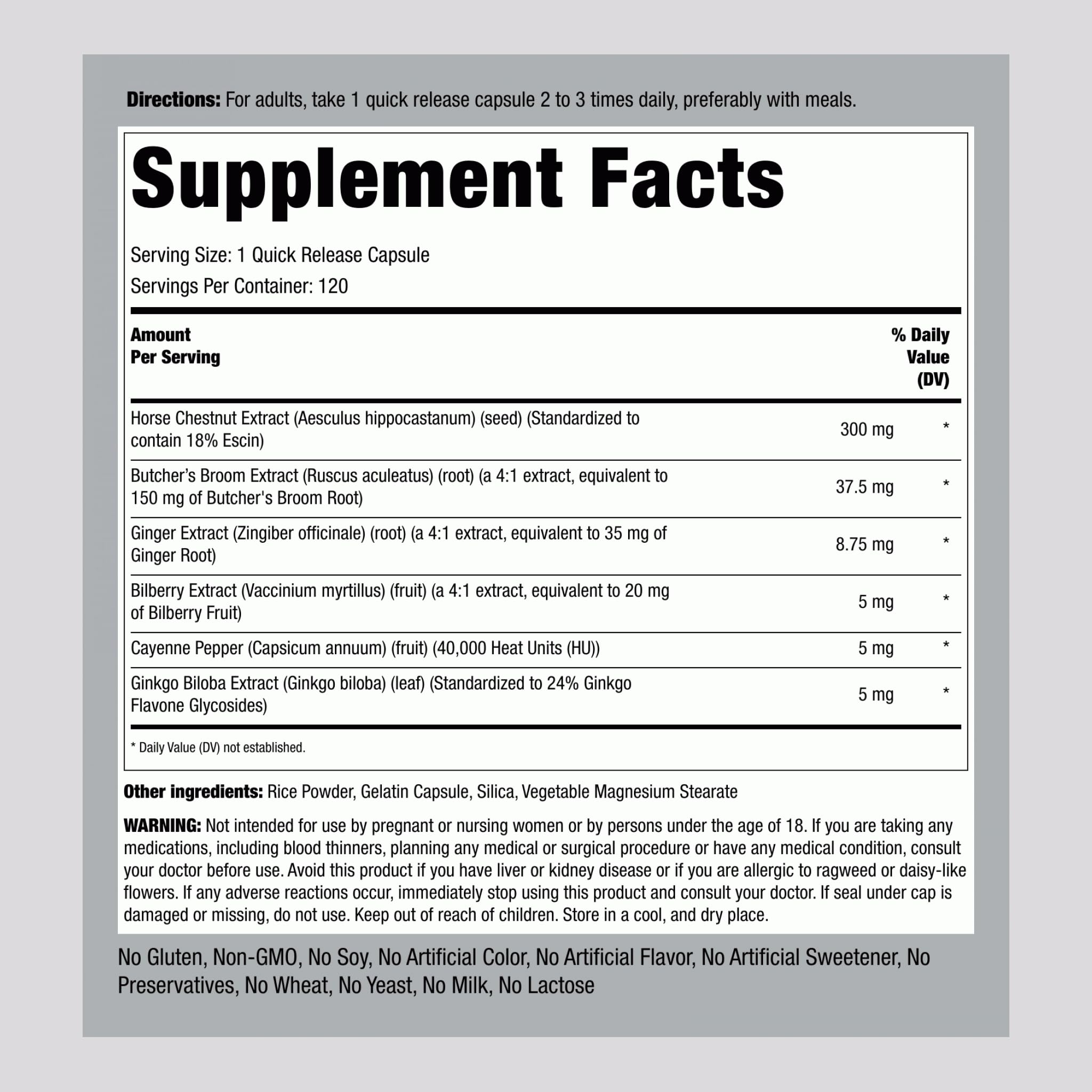 Piping Rock Circulation Supplement | 120 Capsules | Double Strength Complex | Non-GMO, Gluten Free Piping RockBuy Supplements Australia