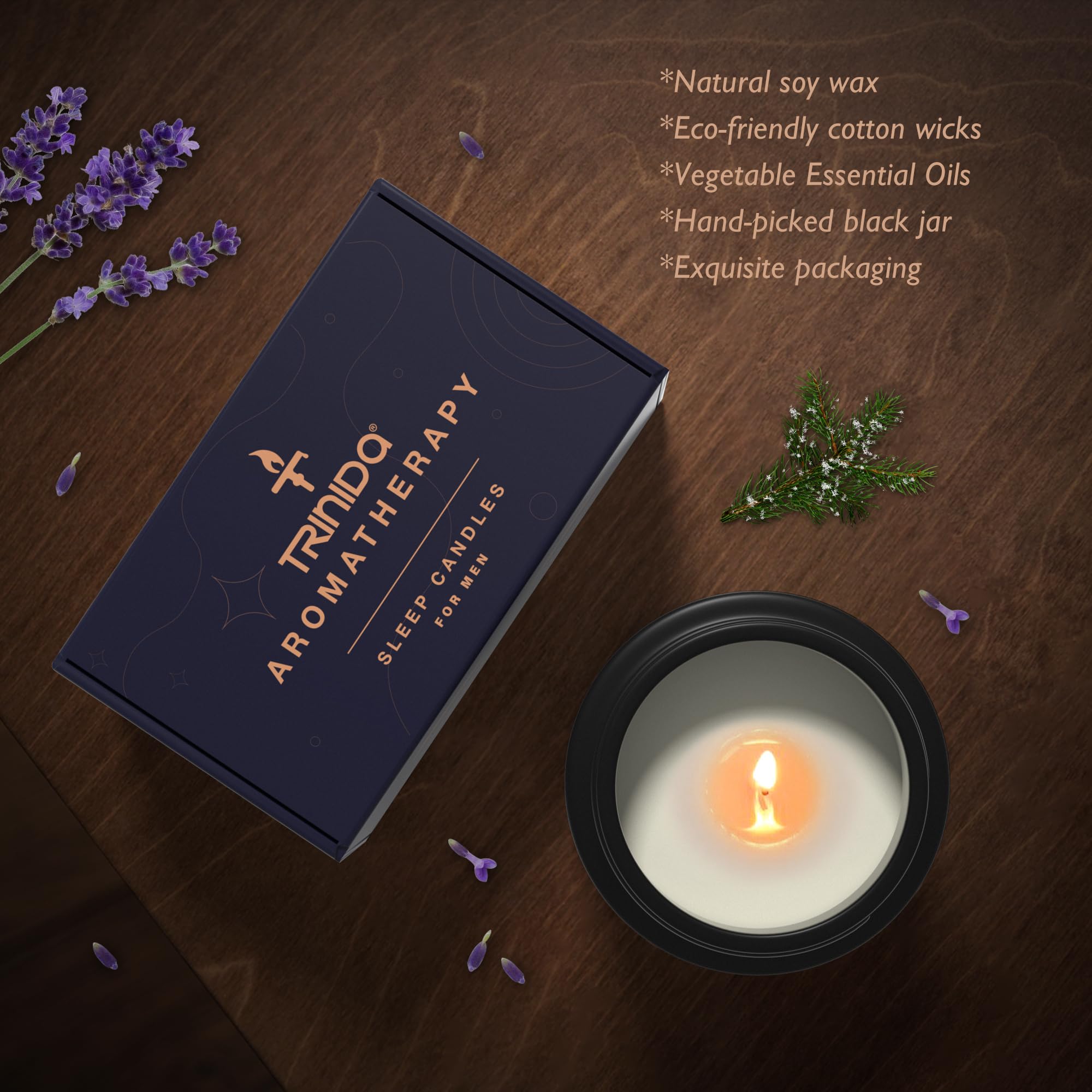 TRINIDa Large Sleep Scented Candles, Black Jar Natural Soy Candles for Home Scented, Candle Gift TRINIDaBuy Supplements Australia