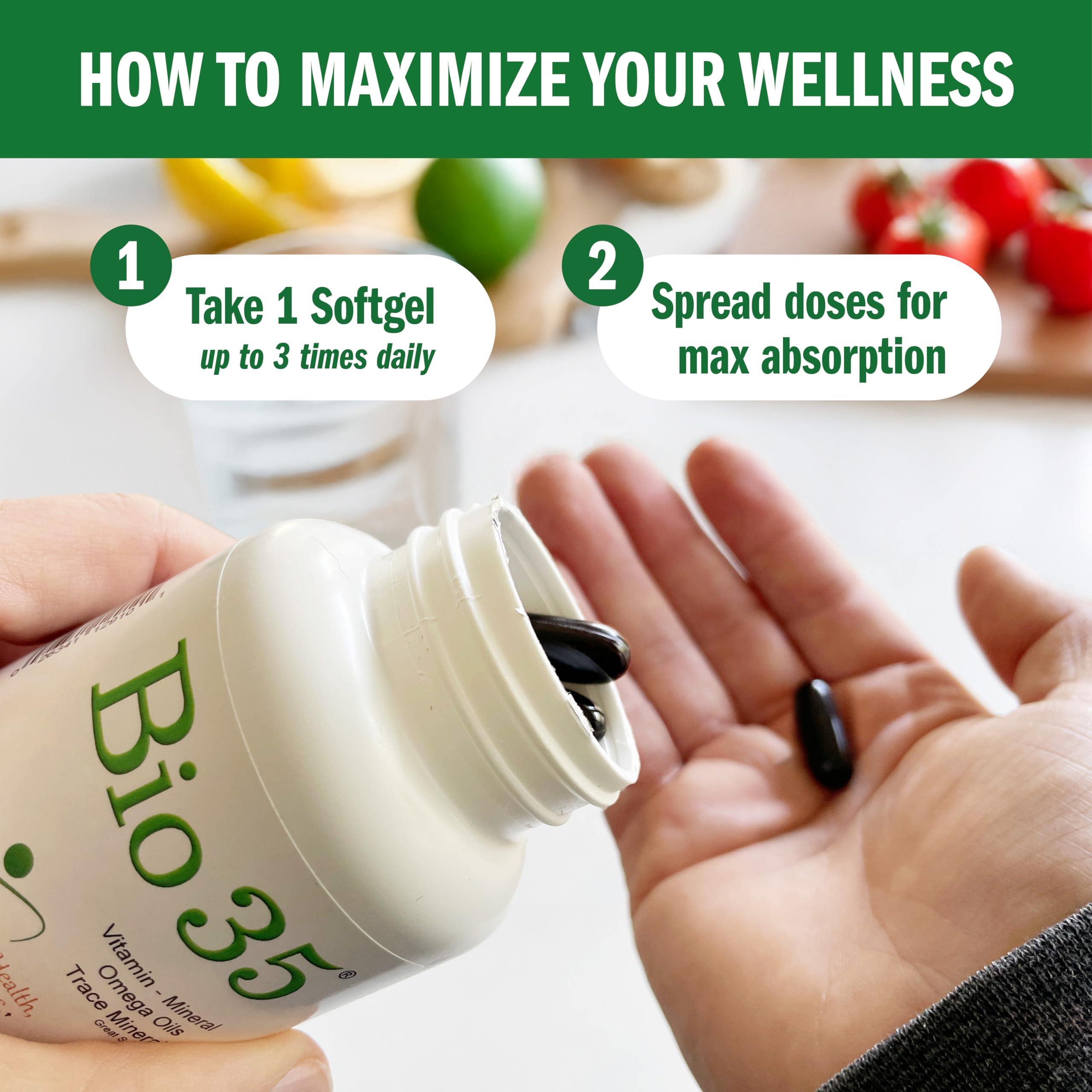 Bio35 / 300 sg Original, Gluten Free, Daily Multivitamin for Men & Women Wellness – Bio35 High Potency Softgel with Trace Minerals, Multi Vitamins for Immune Support, Digestion, & Energy, Biotek, For Health, For LifeBuy Supplements Australia