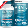 14-in-1 Lions Mane Supplement Capsules - Nootropic Brain Supplement with Ginkgo Biloba for Brain Support, Memory and Focus - Alpha GPC, L Theanine & Choline Supplements with 1300mg Per Serving (60 ct) PrimeMDBuy Supplements Australia
