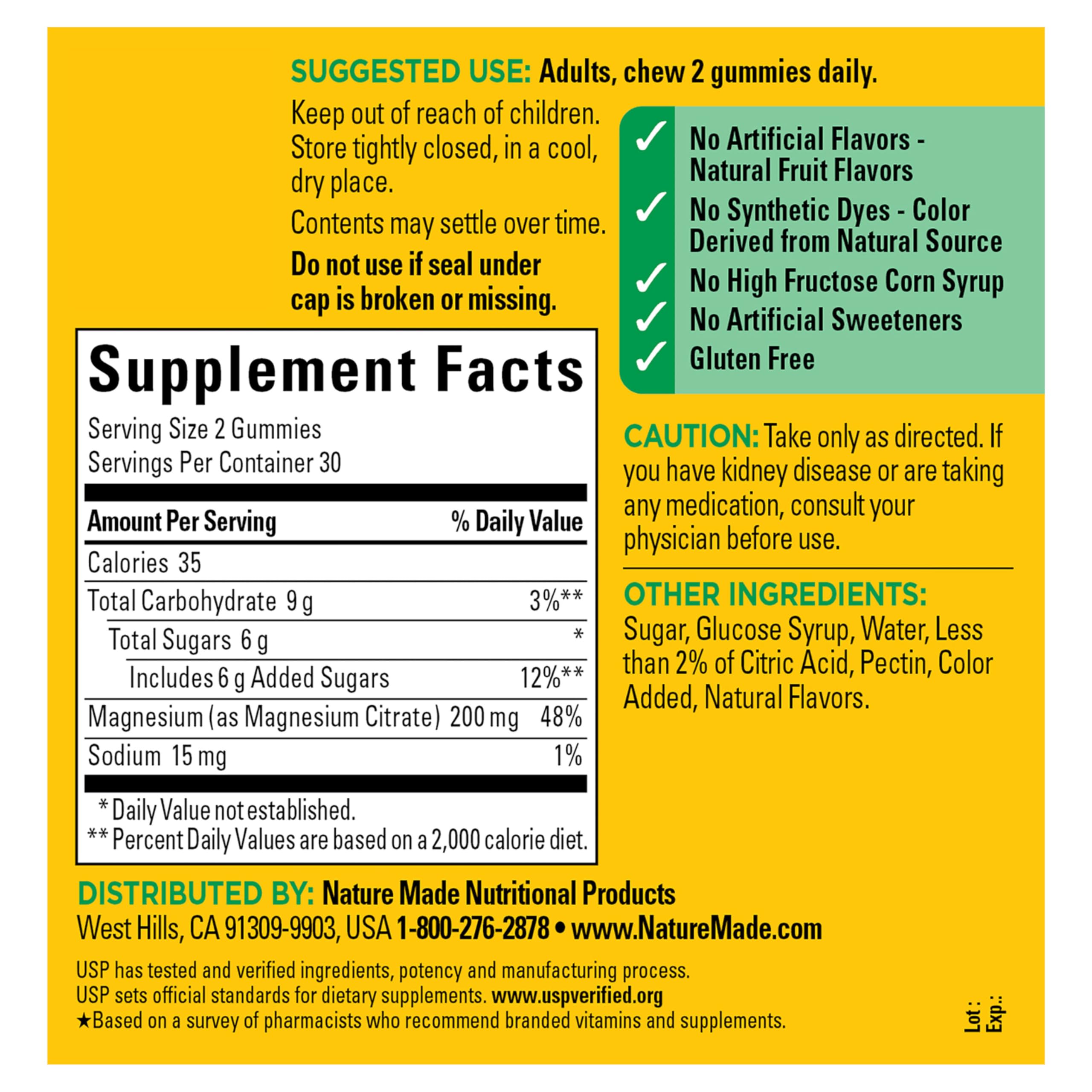 Nature Made High Absorption Magnesium Citrate 200 mg per serving, Magnesium Supplement for Muscle, Nerve, Bone and Heart Support