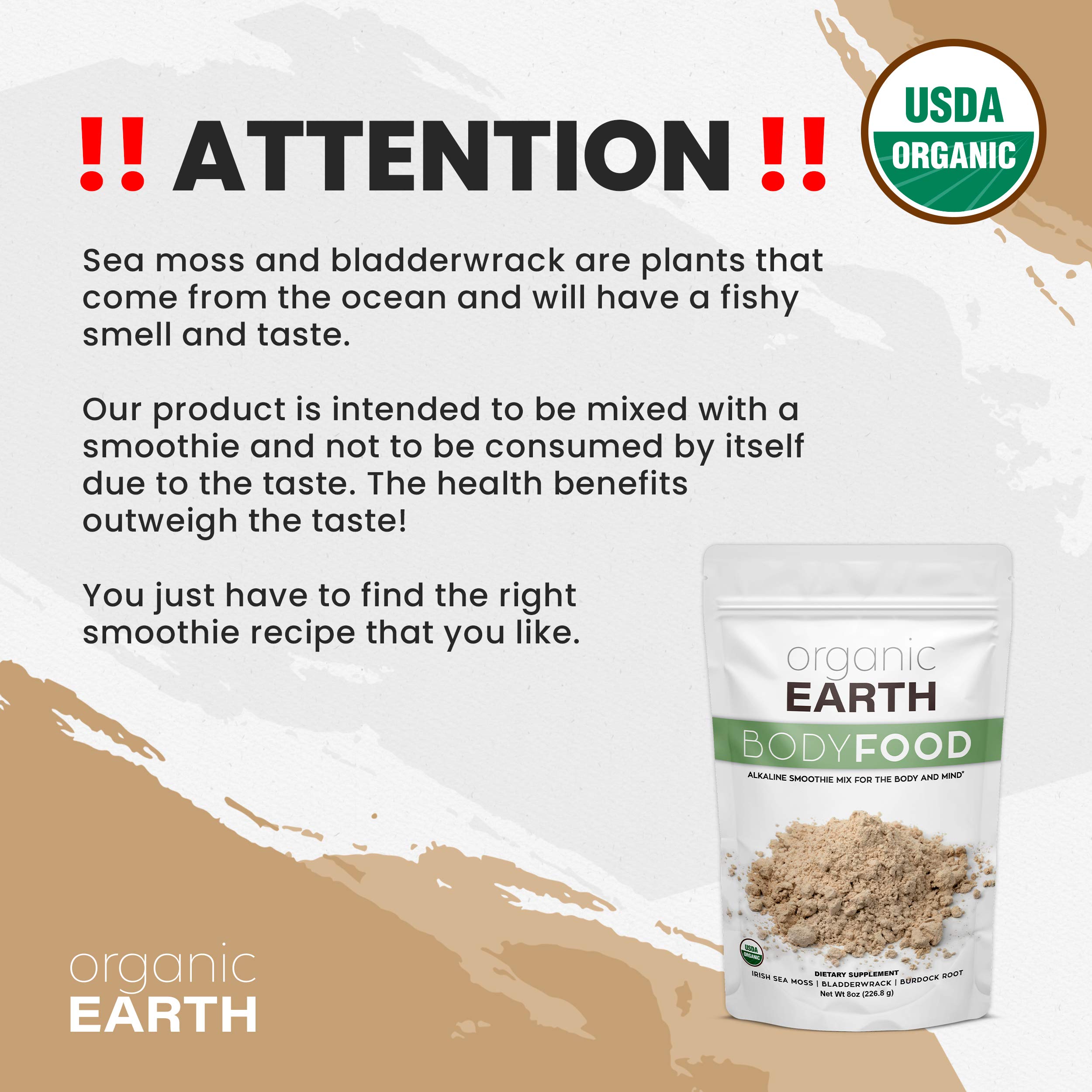 Organic Earth Irish Sea Moss Powder 8oz - Wildcrafted Sea Moss Organic with Bladderwrac Organic EarthBuy Supplements Australia