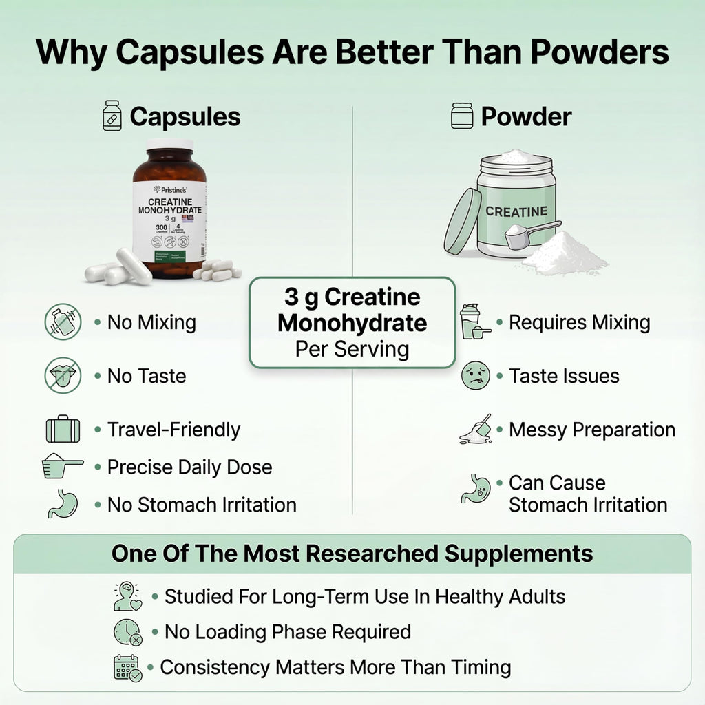 PRISTINE'S Creatine Monohydrate Capsules for Women & Men - NSF Certified 75 Day Supply 3G Muscle Growth Support Supplement - Cognitive & Athletic Performance Support - Enhanced Recovery PRISTINE'SBuy Supplements Australia