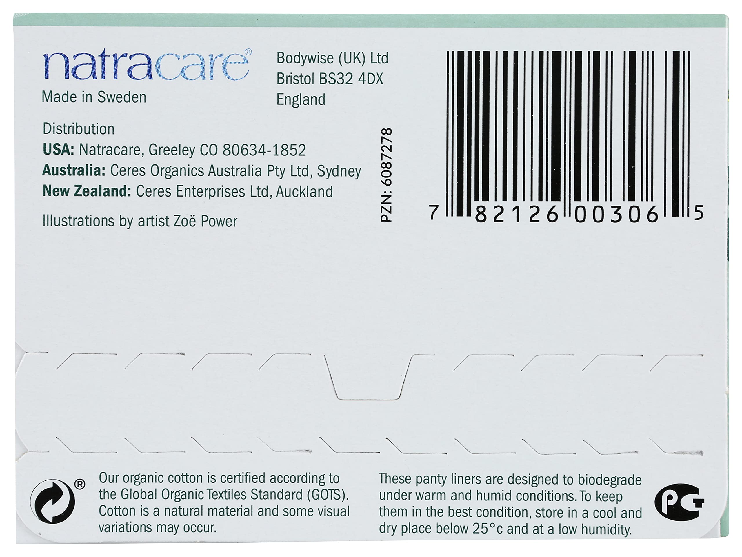 Natracare Natural Organic Curved Panty Liners, with Certified Organic Cotton, Ecologically Certified NATRACAREBuy Supplements Australia