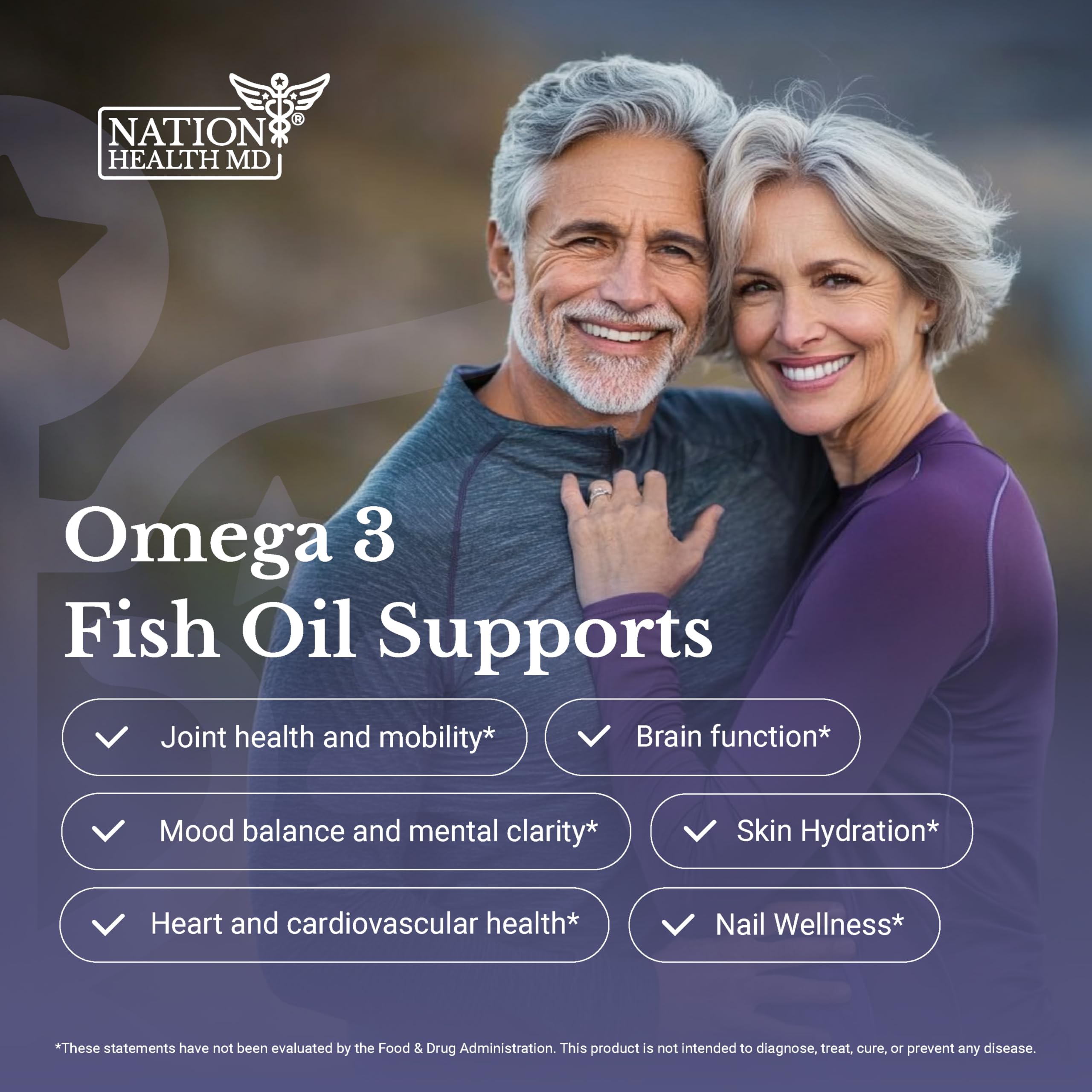 NATION HEALTH MD Omega-3 MD Fish Oil - Omega 3 Supplement for Women & Men - Wild-Caught & Burpless Fish Oil 3600 mg - with Omega3 Fatty Acid EPA 1300 mg + DHA 860 mg - 90 Softgels NATION HEALTH MD buy supplements Au