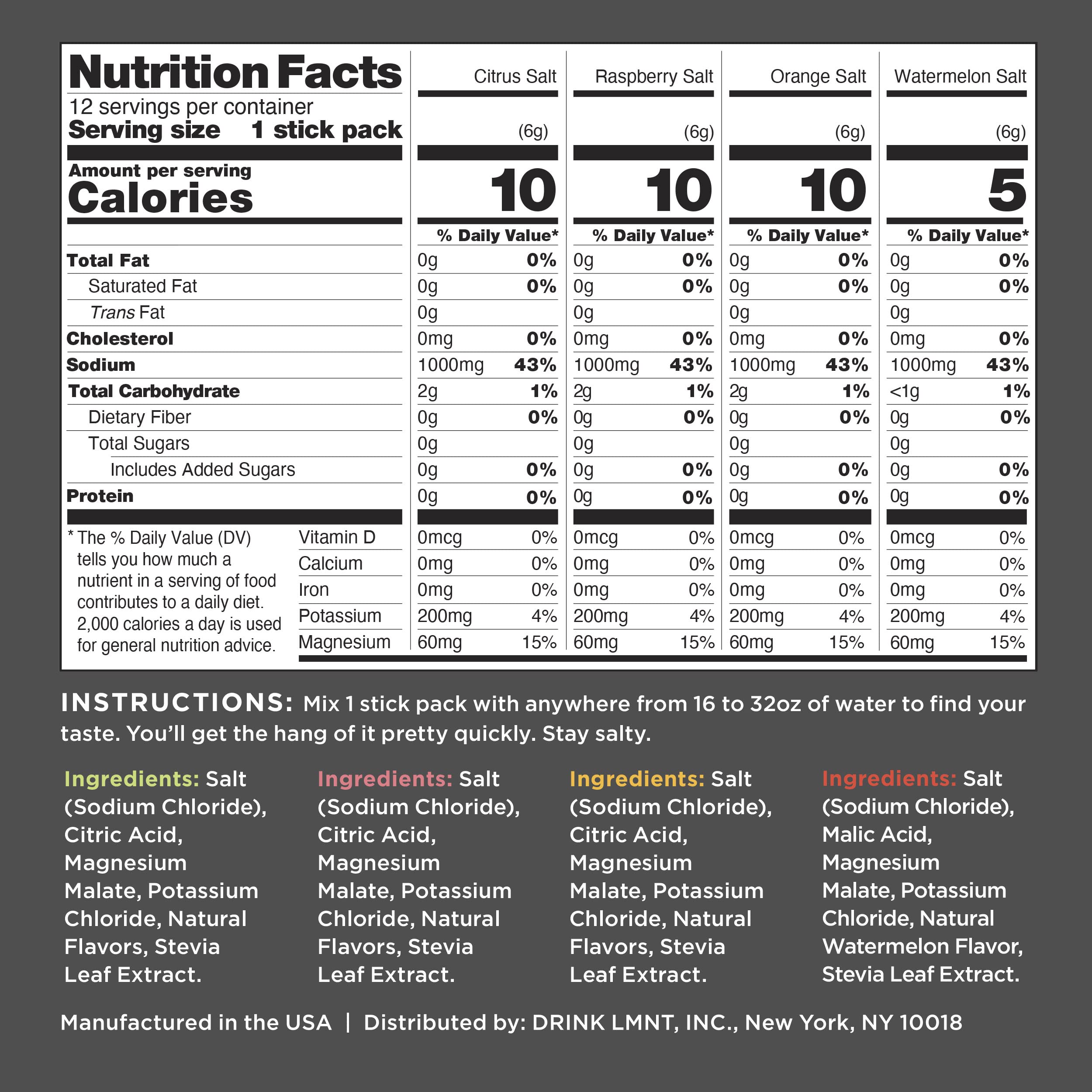 LMNT Zero-Sugar Electrolytes - Variety Pack Bundle - Hydration Powder Packets Drink LMNTBuy Supplements Australia