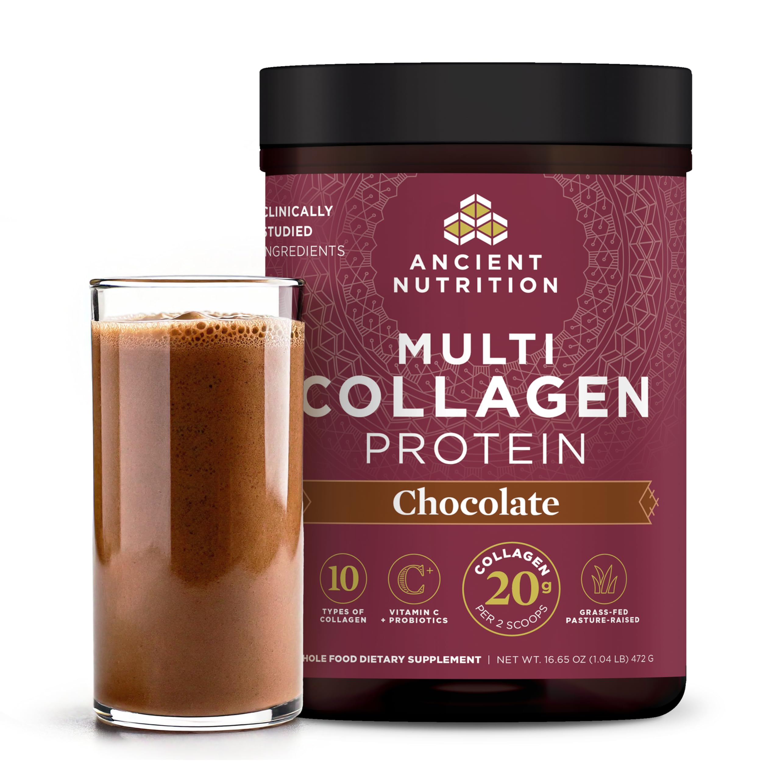 Ancient Nutrition Hydrolyzed Collagen Peptides Powder with Probiotics, Chocolate Multi Collagen Protein for Women and Men with Vitamin C, 40 Servings, Supports Skin and Nails, Gut Health, 16.65oz Ancient NutritionBuy Supplements Australia