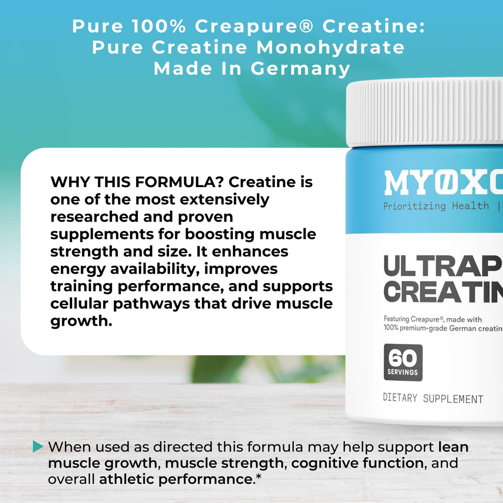 MYOXCIENCE Creapure® Creatine Monohydrate | Supports Strength & Muscle Mass, Cognition and Lean Body Mass | Unflavored 60 Servings MYOXCIENCE buy supplements Au