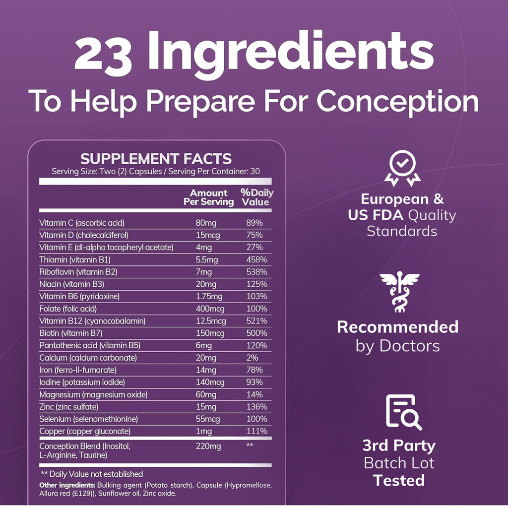 CONCEIVE PLUS Womens Fertility Support – Prenatal Multivitamin for Trying to Get Pregnant – Conception Blend, Hormonal Balance, Folate, Zinc, Thiamin, Riboflavin, Biotin – Non-GMO, Vegan – 30 Days CONCEIVE PLUSBuy Supplements Australia