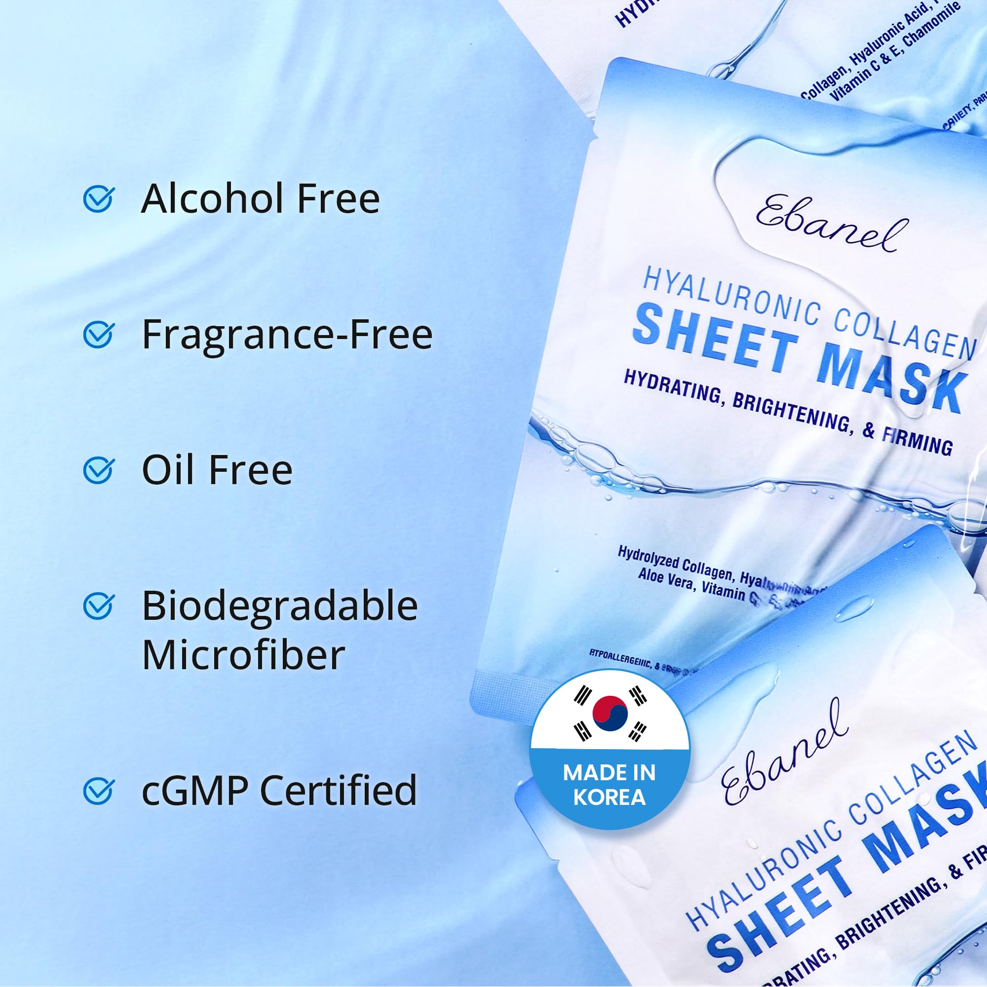 Ebanel 10 Pack Collagen Face Mask with Hyaluronic Acid, Vitamin C, Peptide, Aloe, Instant Brightening Hydrating Face Masks Skincare Korean Sheet Mask, Skin Firming, Lifting Anti Aging Facial Masks Ebanel buy supplements Au