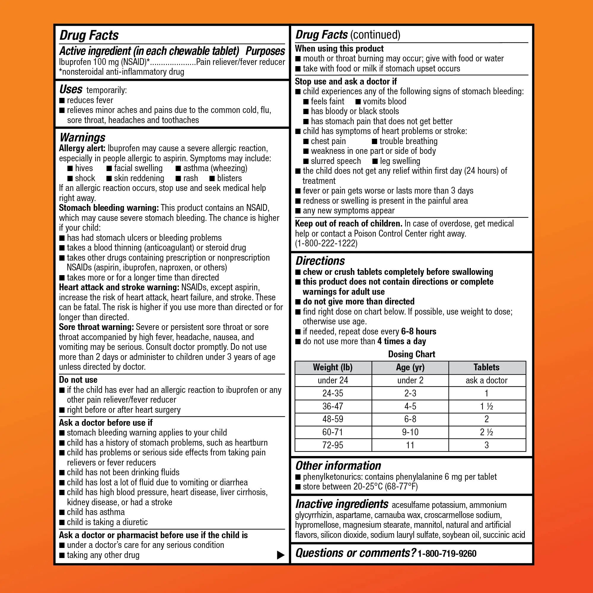 Amazon Basic Care Children's Ibuprofen Chewable Tablets 100 mg, Orange Flavor, Dye Free, Pain Reliever and Fever Reducer (NSAID), For Ages 2-11, 24 Count Amazon Basic CareBuy Supplements Australia