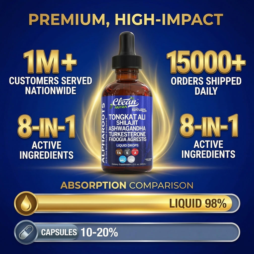 Tongkat Ali Liquid Drops Shilajit, Ashwagandha, Turkesterone, Fadogia Agrestis, Magnesium, Irish Sea Moss, and Zinc Herbal Supplement by Clean Nutra Clean NutraceuticalsBuy Supplements Australia