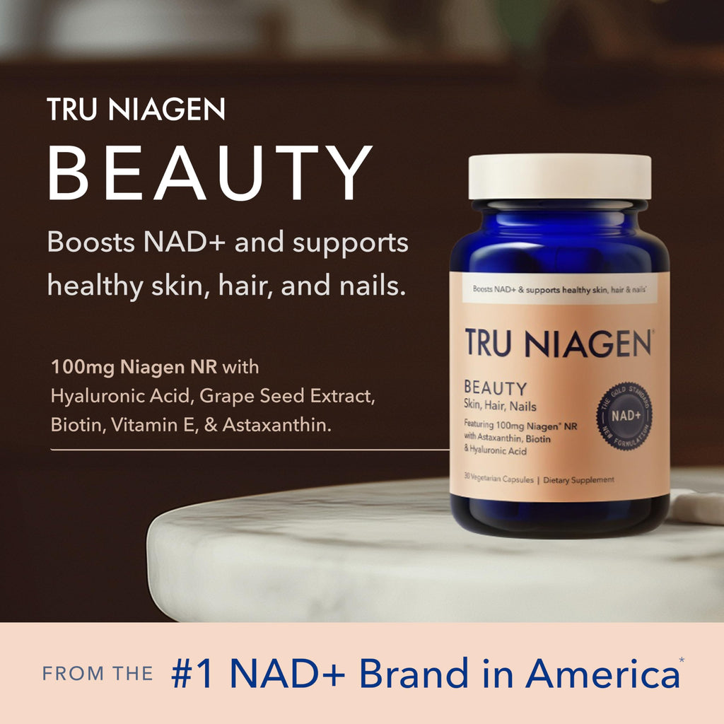 TRU NIAGEN BEAUTY NAD+ for Hair, Skin & Nails | Contains Niagen®, Astaxanthin, Hyaluronic Acid, Biotin | Supports Skin Elasticity & Moisture Retention | Daily Supplements for Men & Women | 30 Servings TRU NIAGENBuy Supplements Australia