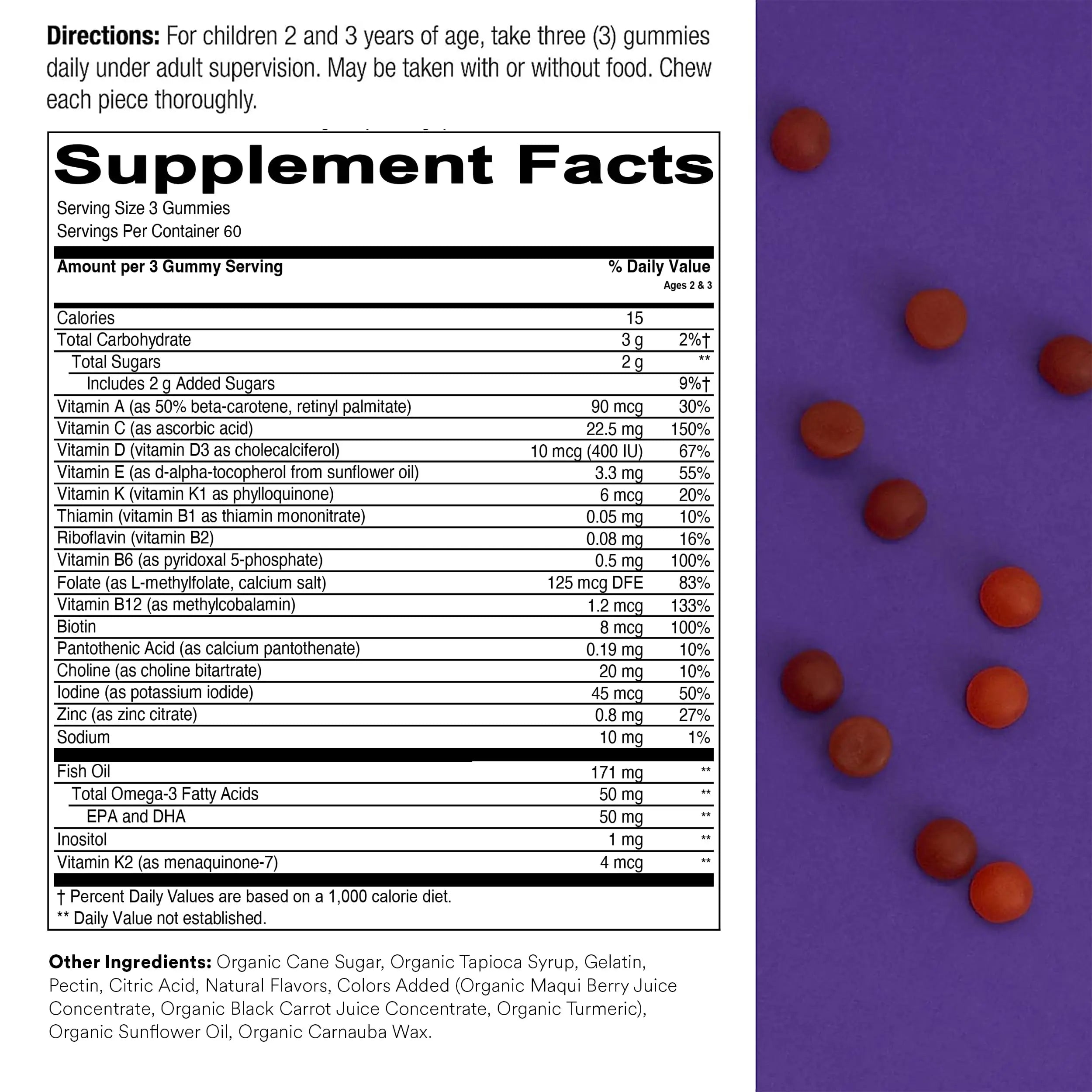 SmartyPants Toddler Multivitamin Gummies: Omega 3 Fish Oil (EPA/DHA), Vitamin D3, C, Vitamin B12, B6 & Organic Kids Multivitamin Gummies: Probiotics, Omega 3 (ALA), Vitamin D3, C, Vitamin B12 SmartyPantsBuy Supplements Australia