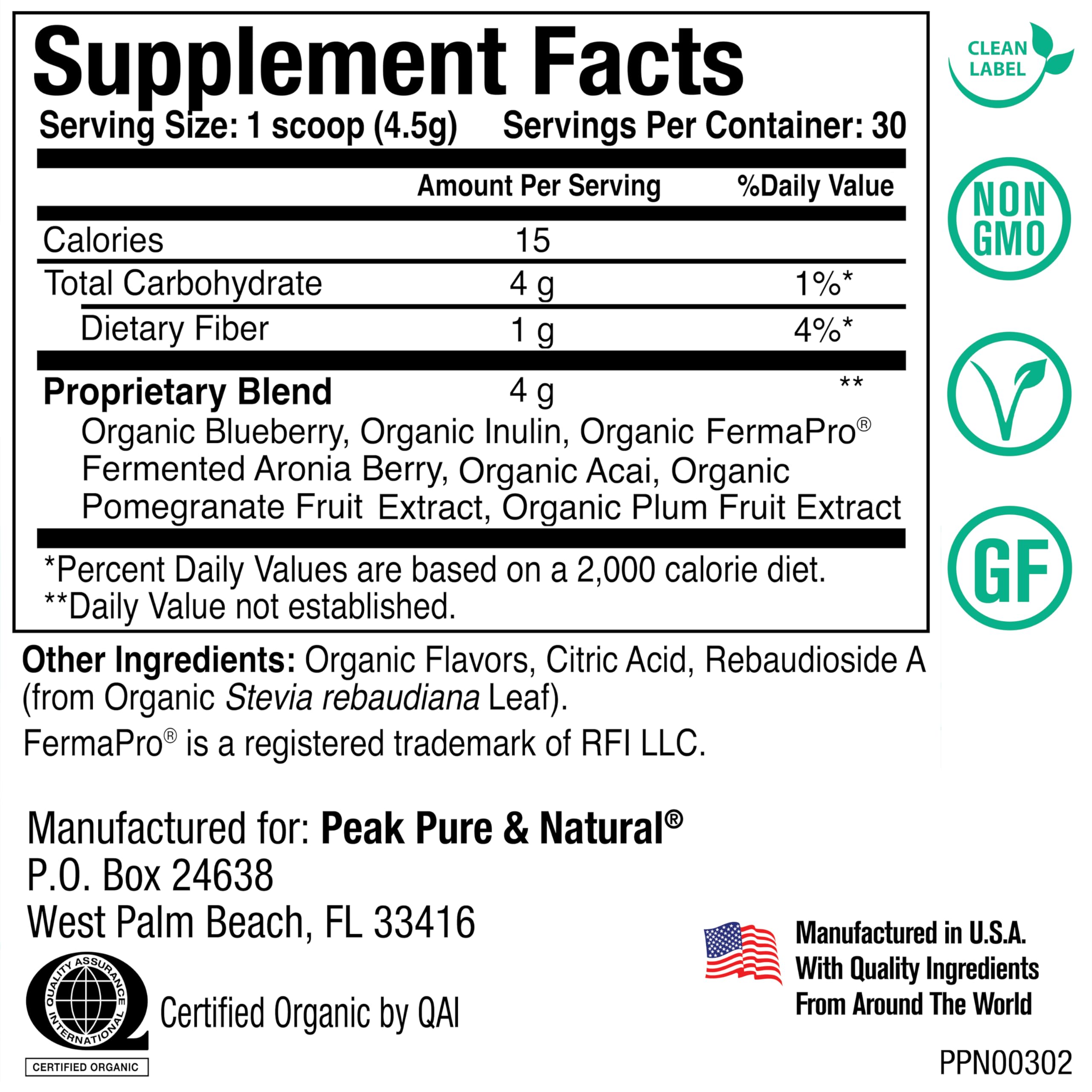 Peak Organic Superfruits - Polyphenol Rich Superfood Powder - Non-GMO Fermented Aronia Berry, Acai, Blueberry, Pomegranate, and Plum - Aging, Metabolic Health, Heart Health (30 Servings) Peak Pure & Natural buy supplements Au