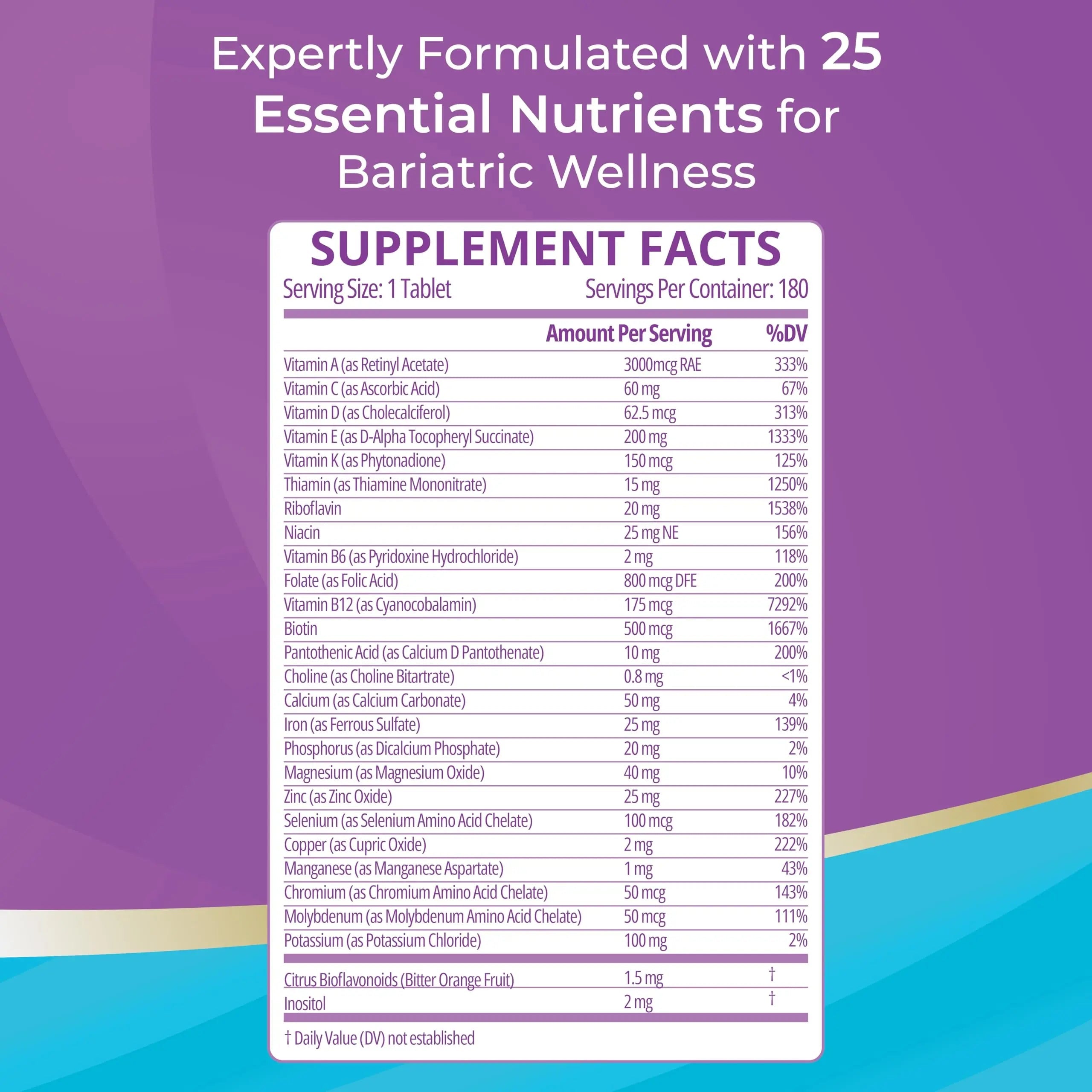 High A D E K Bariatric Multivitamin for Post DS/SADI Surgery, 25 Essential Nutrients for Post-Weight Loss Surgery, 180 Tablets Bariatric Best SupplementsBuy Supplements Australia