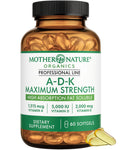 ADK Vitamin Supplement - 5000 IU Vitamin D3 + A & K2 MK-7 - High Absorption for Bone, Heart & Immune Support - Non-GMO (60 Softgels) Mother Nature Organics Superfoods for Organic LivingBuy Supplements Australia