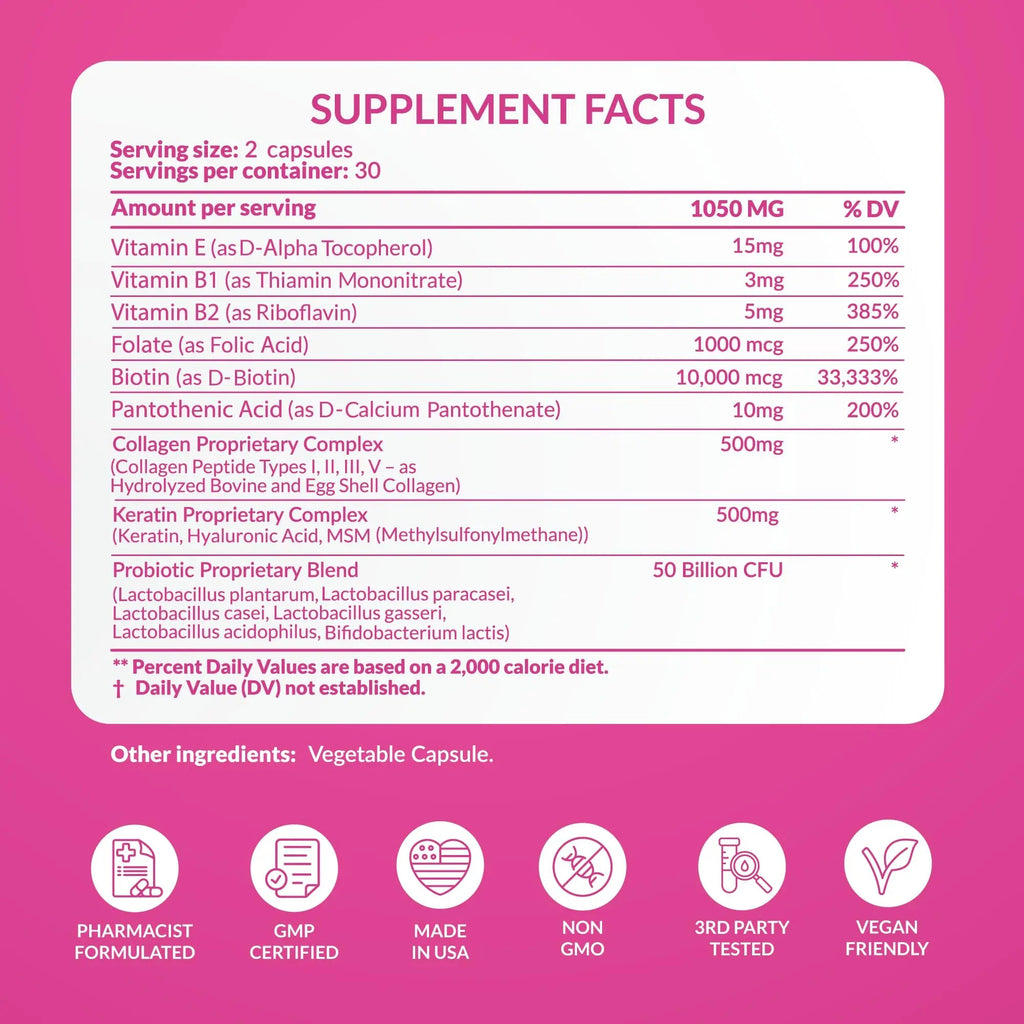 ADVANCED Women's Probiotics for Gut Health - Hair, Skin, & Nails Vitamins Support - 50 Billion CFU w/ Collagen, Biotin & Keratin - Probiotic Supplement for Digestive Health & Bloating Relief, USA-Made PharmaSupps buy supplements Au