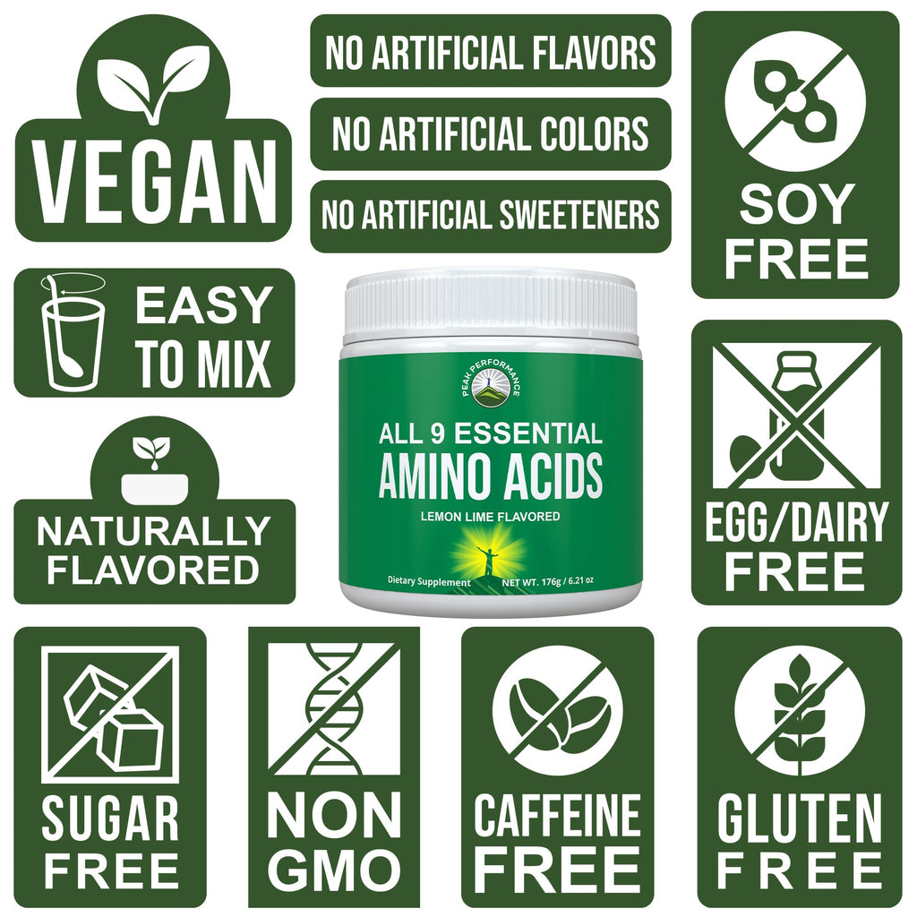 All 9 Essential Amino Acids Powder. Pre + During + Post Workout with EAAs + BCAAs for Energy, Muscle Growth, and Recovery. Non-GMO BCAA and EAA Powders for Men + Women. 3rd Party Tested. Lemon Lime Peak PerformanceBuy Supplements Australia