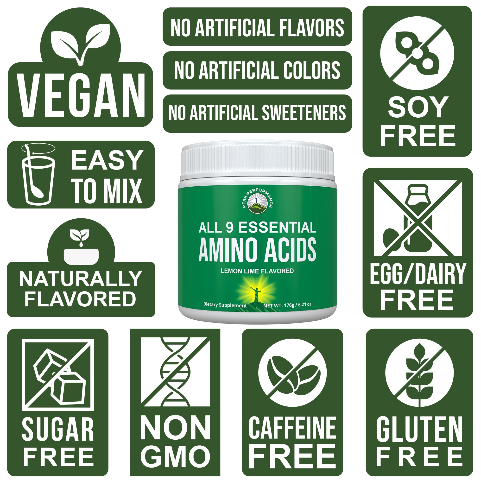 All 9 Essential Amino Acids Powder. Pre + During + Post Workout with EAAs + BCAAs for Energy, Muscle Growth, and Recovery. Non-GMO BCAA and EAA Powders for Men + Women. 3rd Party Tested. Lemon Lime Peak PerformanceBuy Supplements Australia