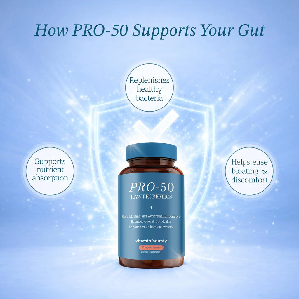 Vitamin Bounty Pro-50 Probiotics 50 Billion CFU for Women & Men - 13 Multi Strain Probiotic + Prebiotic - Digestive Health Supplements for Gut Health Support - Delayed Release Capsules for Men & Women Vitamin BountyBuy Supplements Australia
