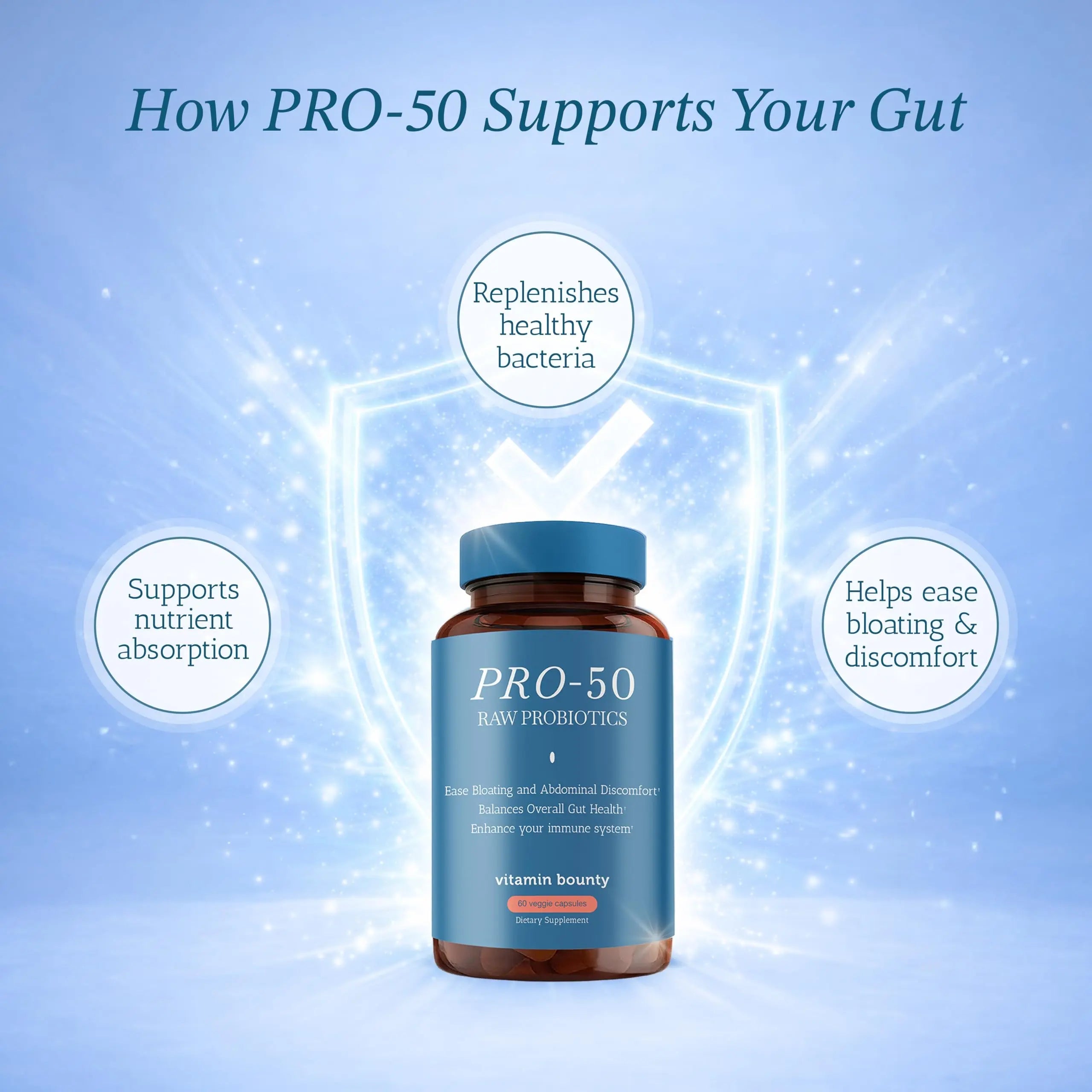Vitamin Bounty Pro-50 Probiotics 50 Billion CFU for Women & Men - 13 Multi Strain Probiotic + Prebiotic - Digestive Health Supplements for Gut Health Support - Delayed Release Capsules for Men & Women Vitamin BountyBuy Supplements Australia