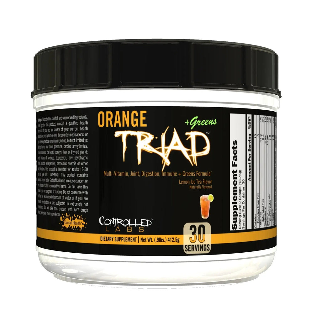 CONTROLLED LABS Orange Triad Plus Greens for Men and Women, 30 Servings Iron Free Sports Supplement for Overall Health CONTROLLED LABS