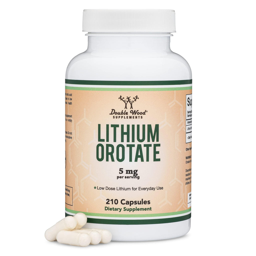 Lithium Orotate 5mg of Elemental Lithium for Cognition and Brain Health, 210 Capsules (Third Party Tested, Vegan Safe, Non-GMO) by Double Wood Supplements Double Wood SupplementsBuy Supplements Australia