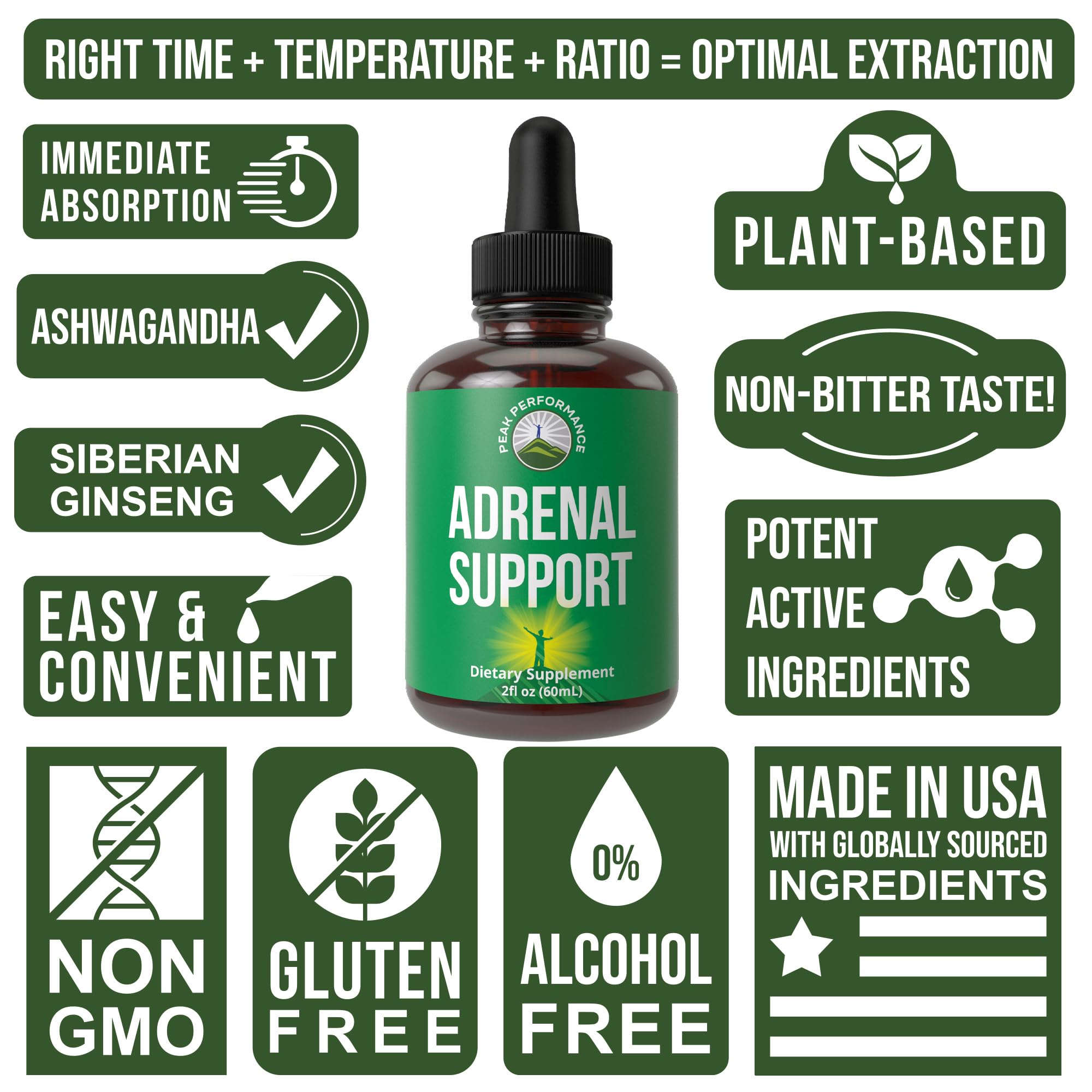 Peak Performance Adrenal Support Supplements to Restore Energy from Adrenal Fatigue. Liquid Drops Complex for Women and Men. Supports Healthy Cortisol Management. Supplement with Adaptogens Peak PerformanceBuy Supplements Australia