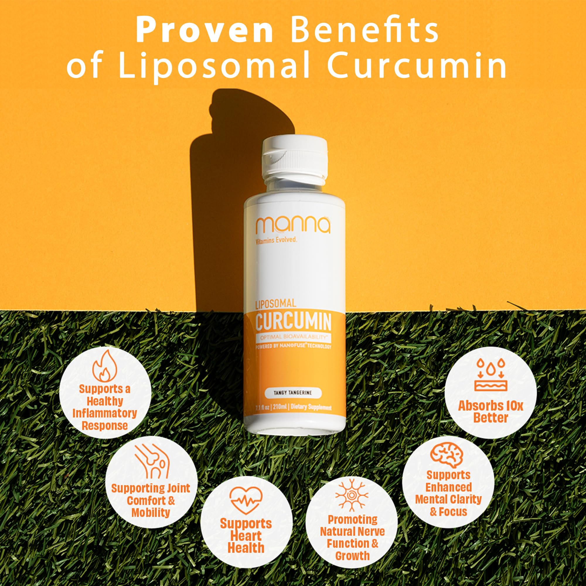 Manna Vitamins Evolved Liposomal Liquid Curcumin for Advanced Absorption Best Turmeric Supplement for Daily Joint & Immune Health Support - Vegan, Non-GMO, 95% Curcuminoids (1 Pack) Manna Vitamins EvolvedBuy Supplements Australia