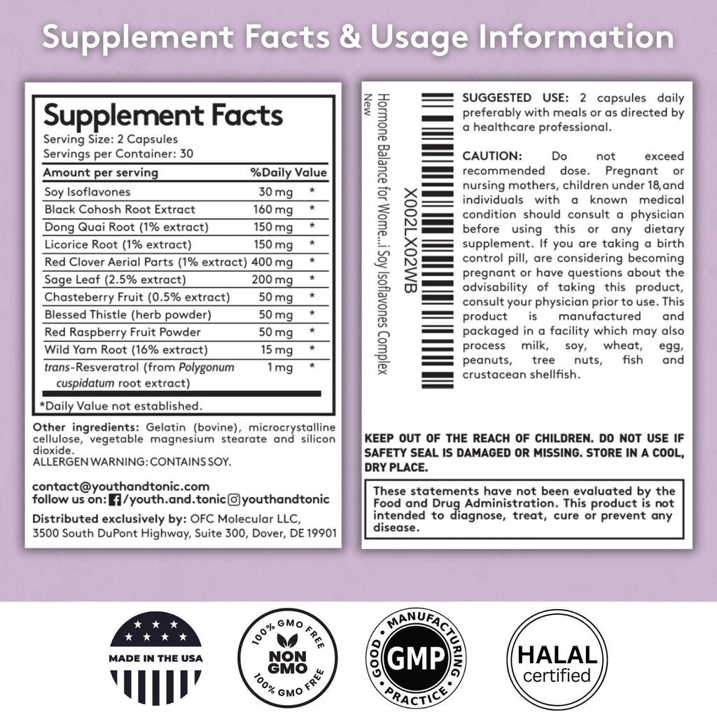 Youth & Tonic Her Hormone Balance – Menopause Supplement for Women, Perimenopause Support, Non-Hormonal Herbal Formula with Black Cohosh for Hot Flashes & Night Sweats, 60 Capsules Youth & TonicBuy Supplements Australia