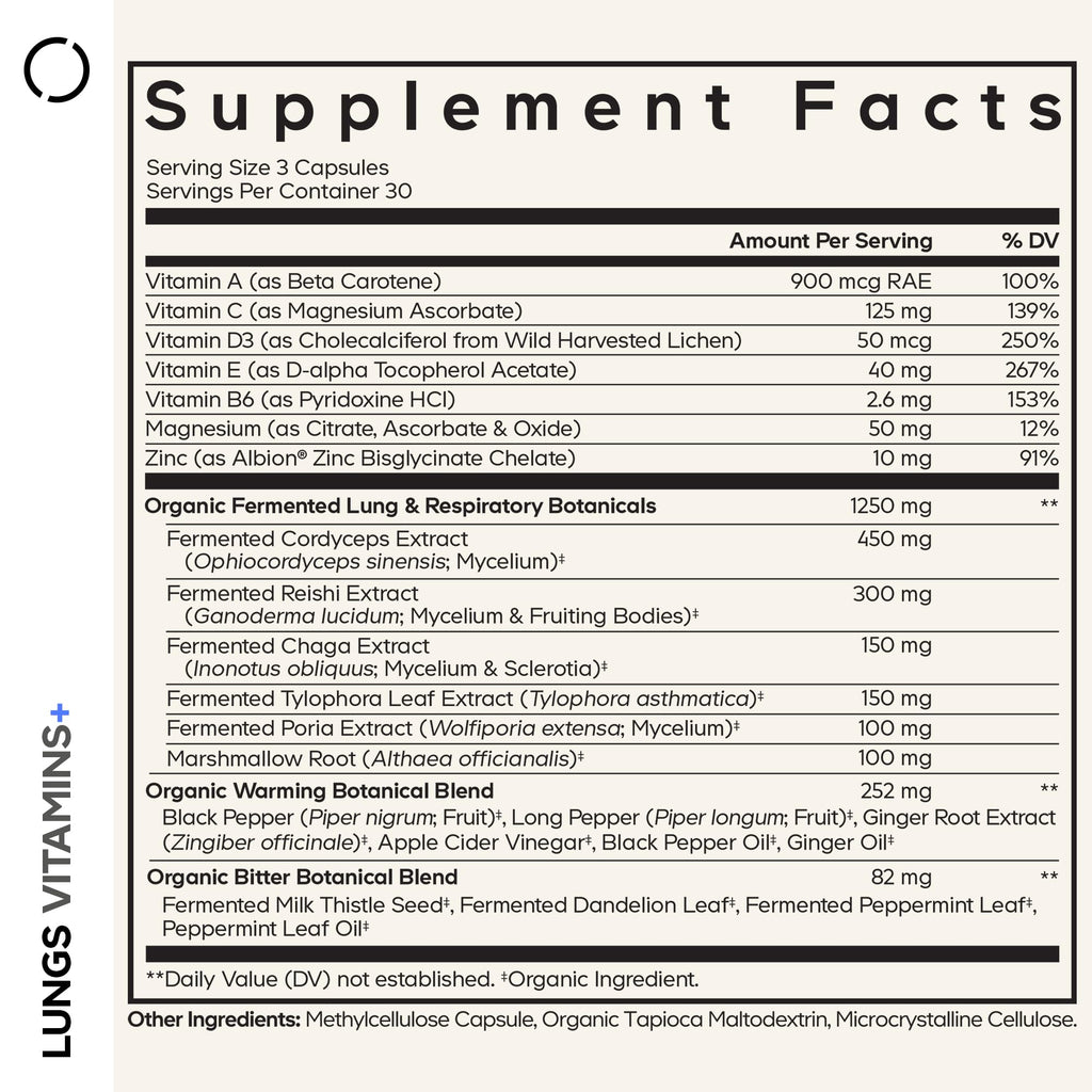 Codeage Lungs Vitamins, A, C, D, E, B6, Milk Thistle Lung Supplement, Zinc & Magnesium, Cordyceps, Reishi, Chaga, Poria, Tylophora, Ginger, Peppermint Leaf Organic Herb Cleanse - Non-GMO - 90 Capsules CodeageBuy Supplements Australia