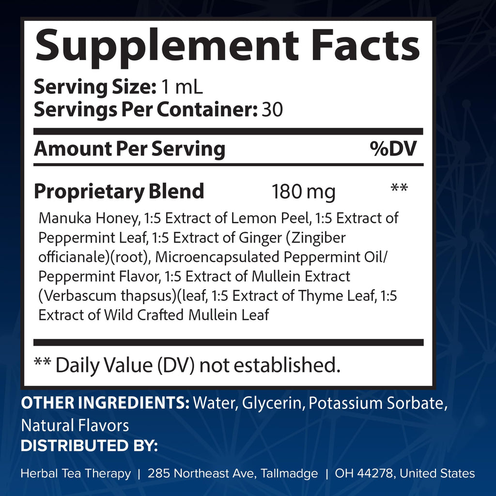 Herbal Tea Therapy Lung Renew Mullein Drops for Lungs (1 fl. oz.): Peppermint, Thyme, & Mullein Leaf Extract for Lungs Detox & Daily Respiratory Comfort - GMO-Free & Made in USA Herbal Tea TherapyBuy Supplements Australia