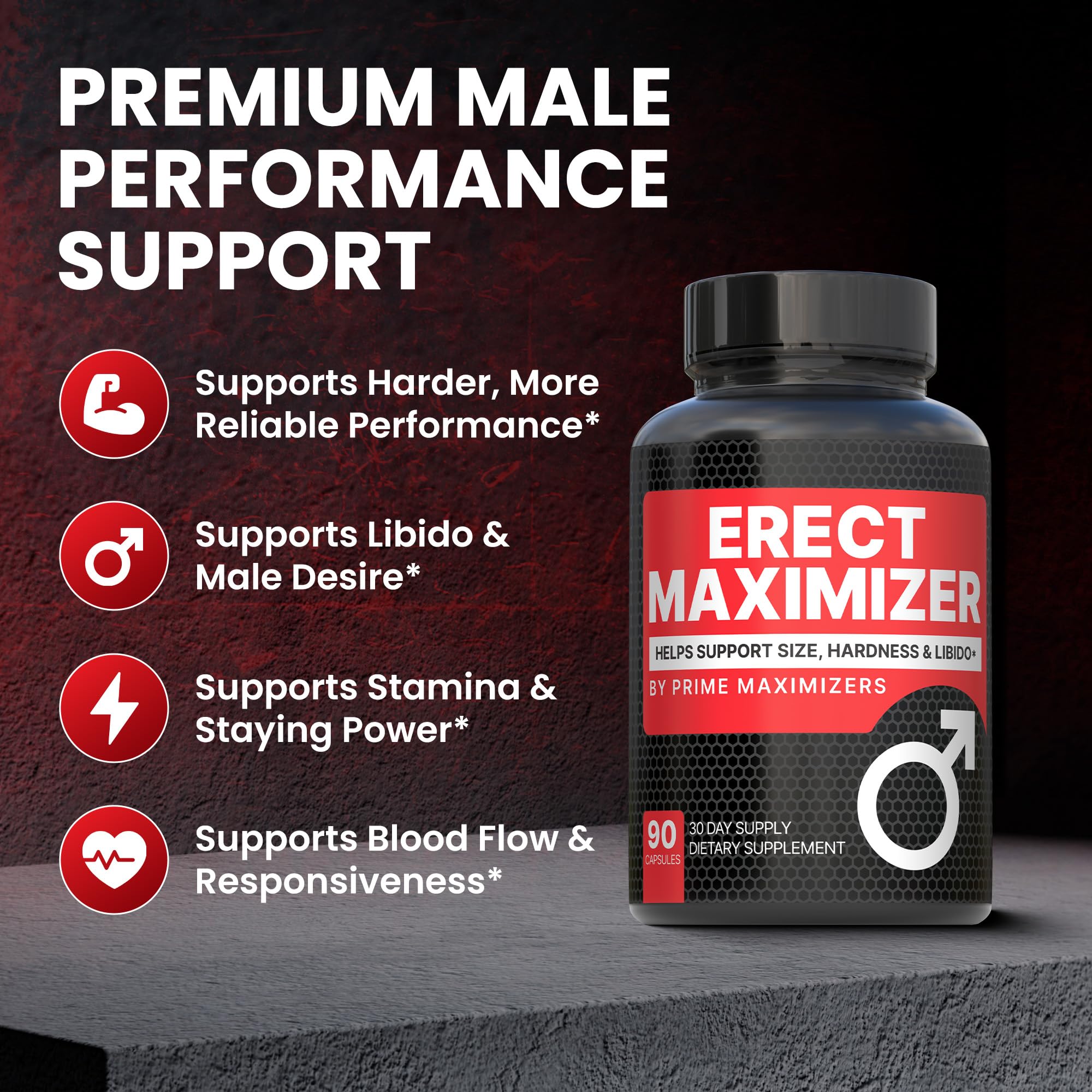 Premium Male Enhancement | Rapid Acting Blood Flow Support | Bigger, Rock Hard, Longer | 9 in 1 Intimacy Complex to Restore Confidence, California Manufactured, 3rd Party Tested – 90 Caps PRIME MAXIMIZERSBuy Supplements Australia