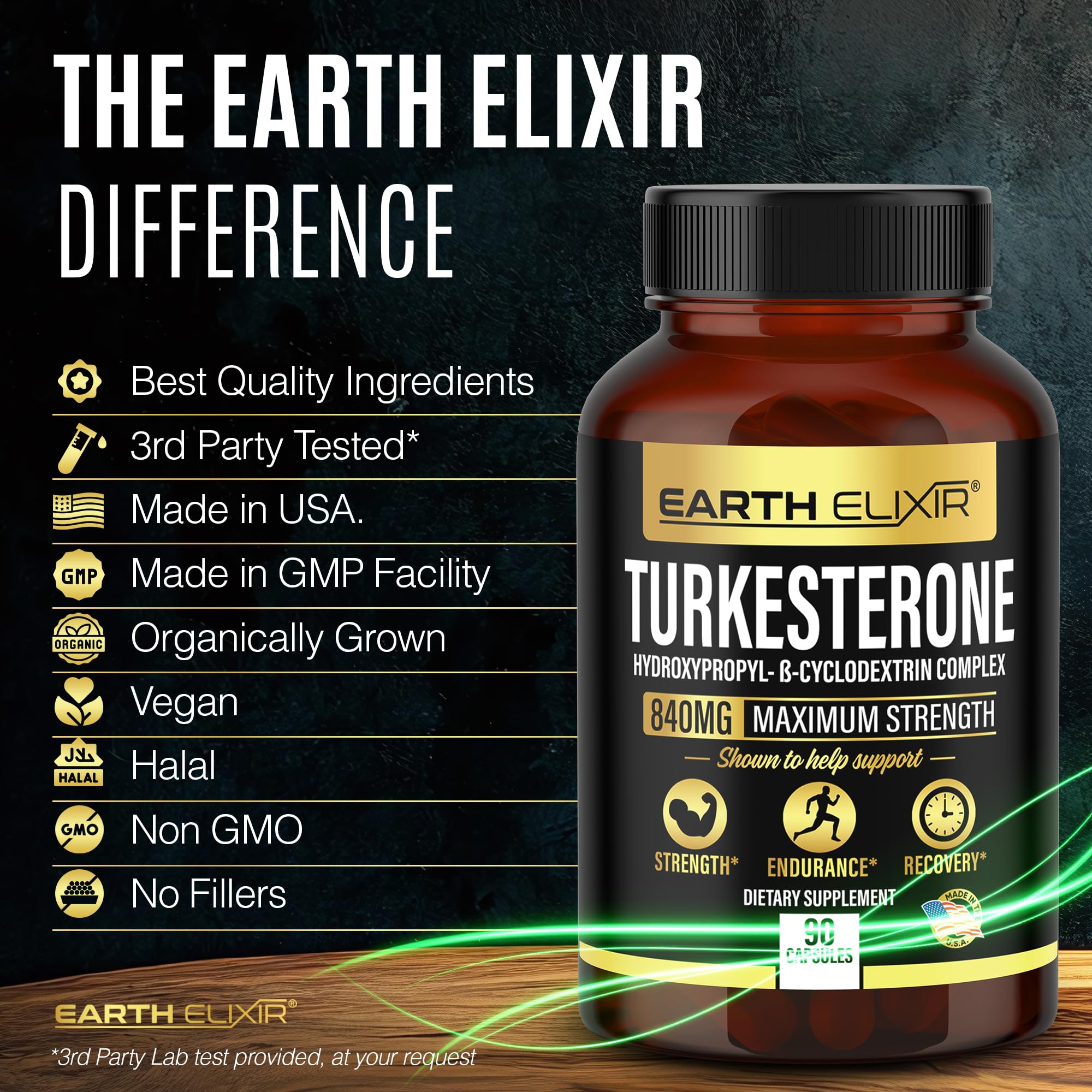 Turkesterone 840 mg – Natural Testosterone Support - 100% Pure Turkesterone Supplement for Men & Women - Ajuga Turkestanica Extract - Made in USA & 3rd Party Tested for Strength, Energy & Vitality Earth ElixirBuy Supplements Australia