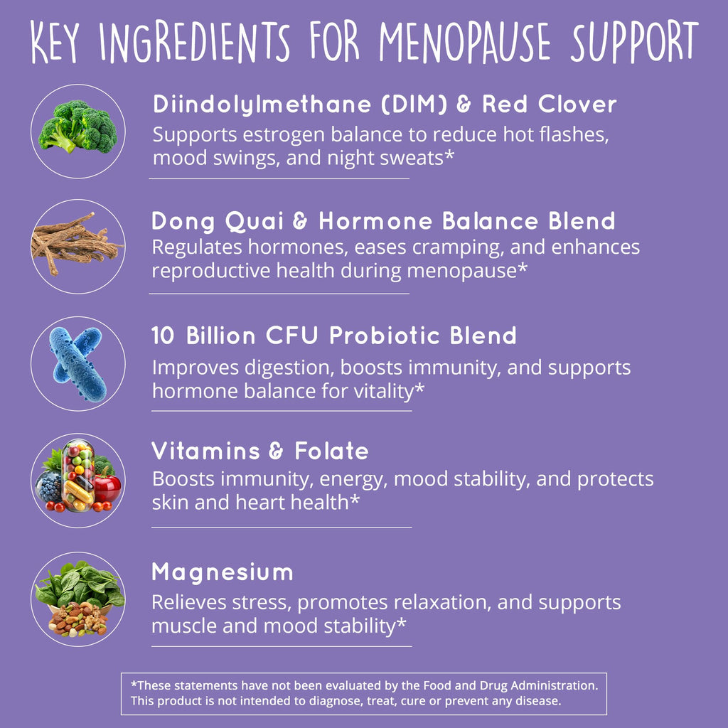 Menopause Supplements for Women – DIM Supplement + Probiotics | Estrogen Metabolism & Hormone Balance Support | Perimenopause Relief | Hot Flashes, Mood Swings & Night Sweats | Dong Quai | 60 Ct Happy Healthy HippieBuy Supplements Australia