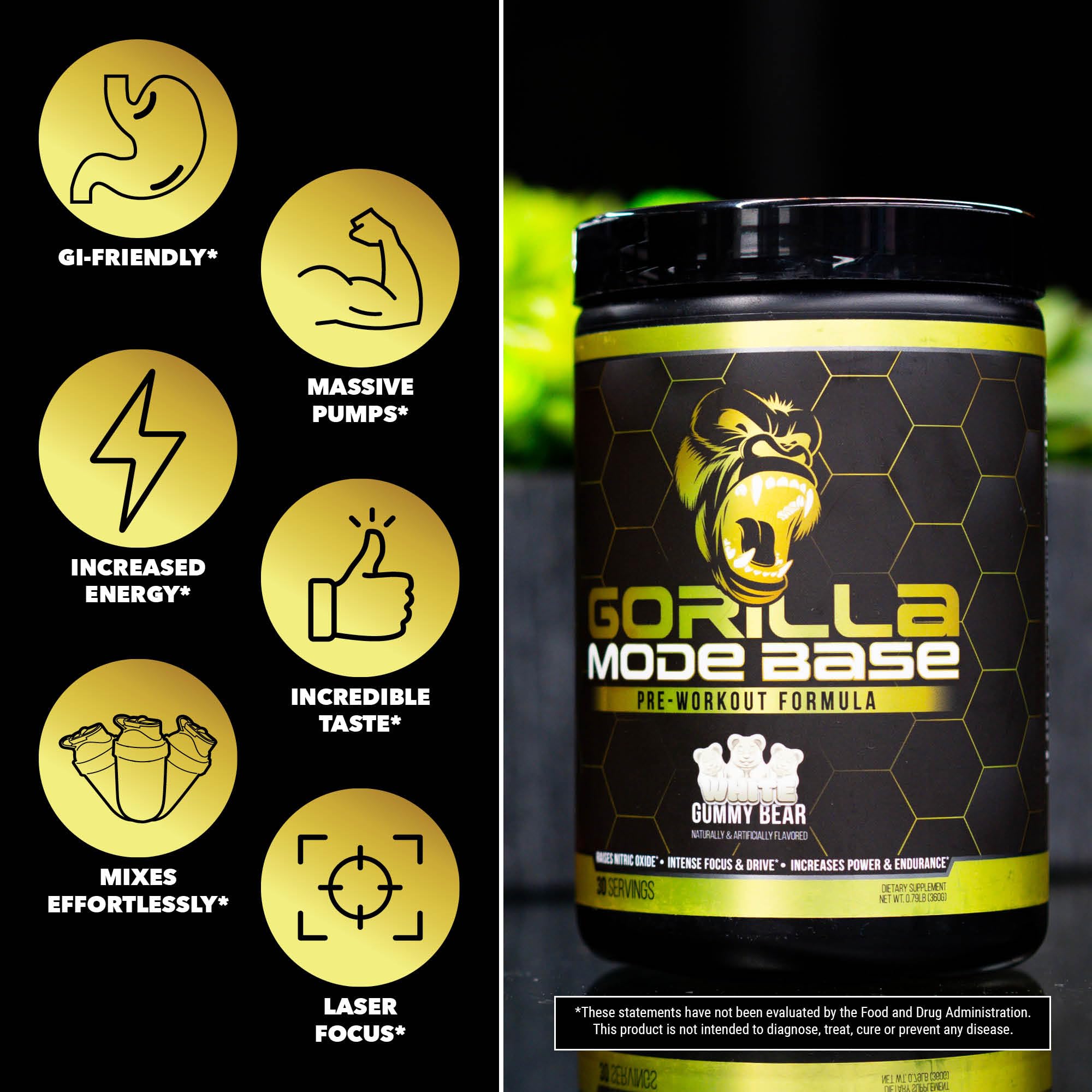 Gorilla Mode Base Pre Workout - Raises Nitric Oxide · Intense Focus & Drive · Endurance Gorilla MindBuy Supplements Australia