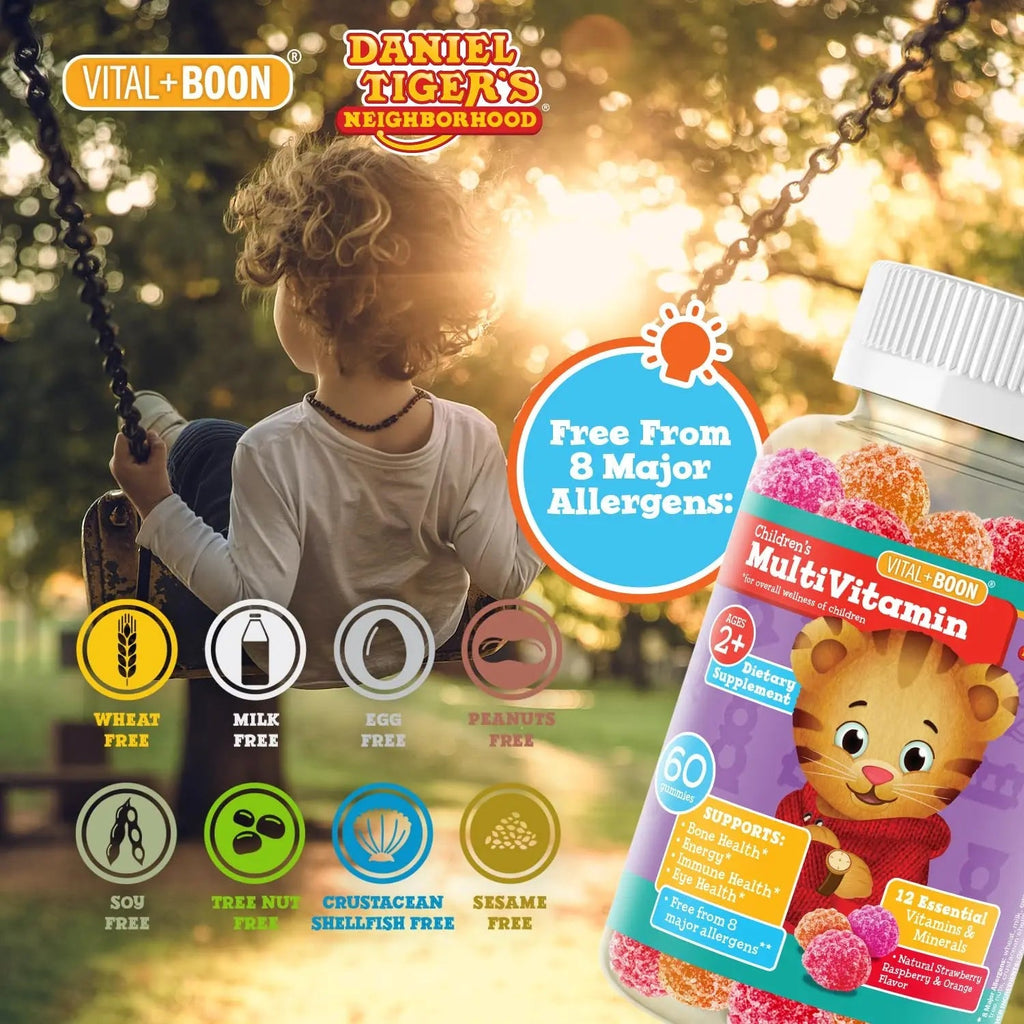 Daniel Tiger - Kids Multivitamin Gummies (60 Gummy Bottle) Toddler 2+ & Kids Vitamins - 12 Essential Vitamins & Minerals to Support Bone Health, Energy Vital+BoonBuy Supplements Australia