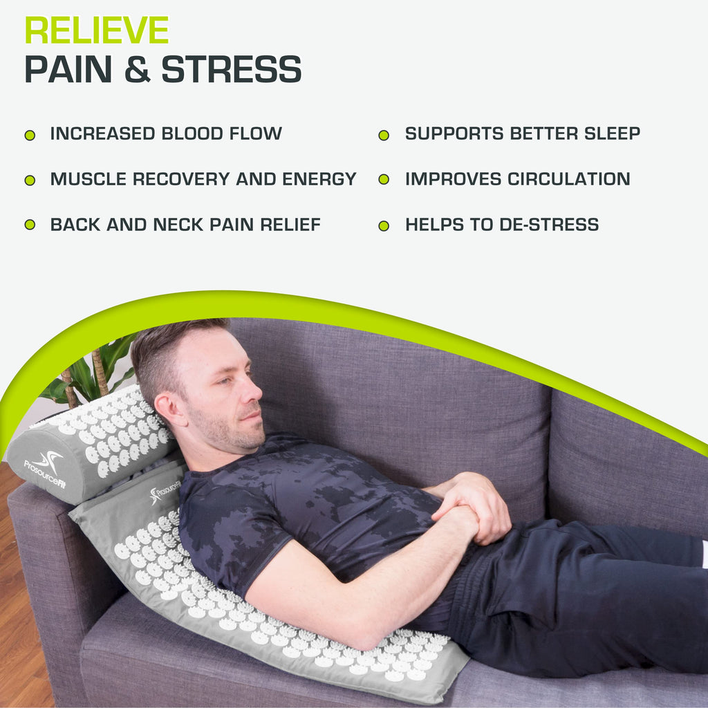 ProsourceFit Acupressure Mat and Pillow Set for Back/Neck Pain Relief and Muscle Relaxation ProsourceFitBuy Supplements Australia