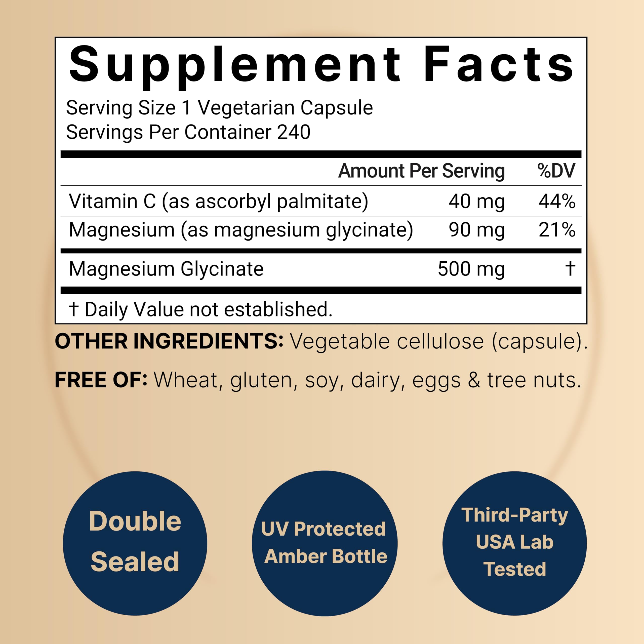 Naturebell Pure Magnesium Glycinate 500mg, 240 Veggie Capsules | 100% Chelated & Purified – 3rd Party Tested, Vegan Friendly, Non-GMO, Fiiler Free NatureBellBuy Supplements Australia