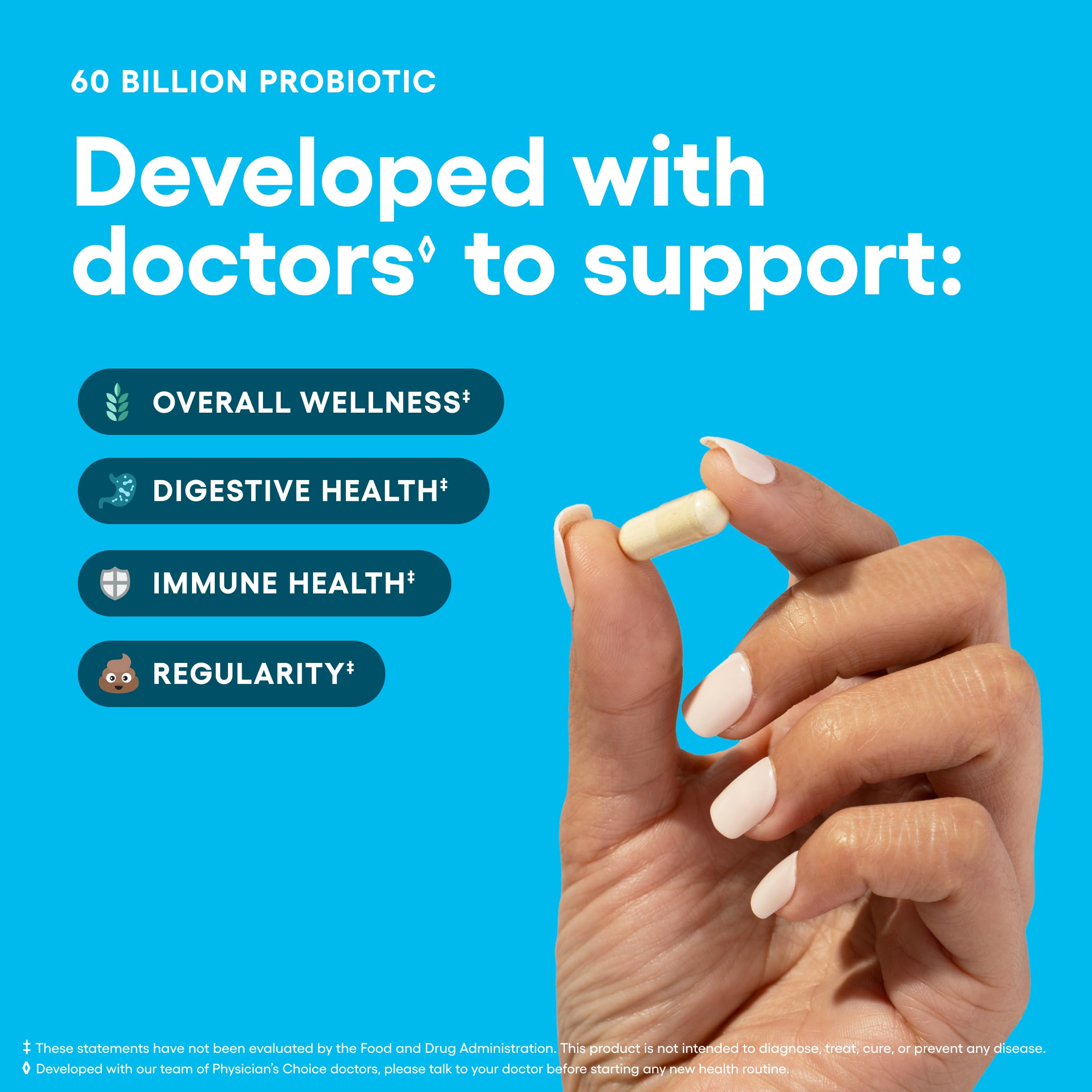 Physician's CHOICE Probiotics 60 Billion CFU - 10 Strains + Organic Prebiotics - Immune, Digestive & Gut Health - Supports Occasional Constipation, Diarrhea, Gas & Bloating - for Women & Men - 30ct Physician's CHOICEBuy Supplements Australia
